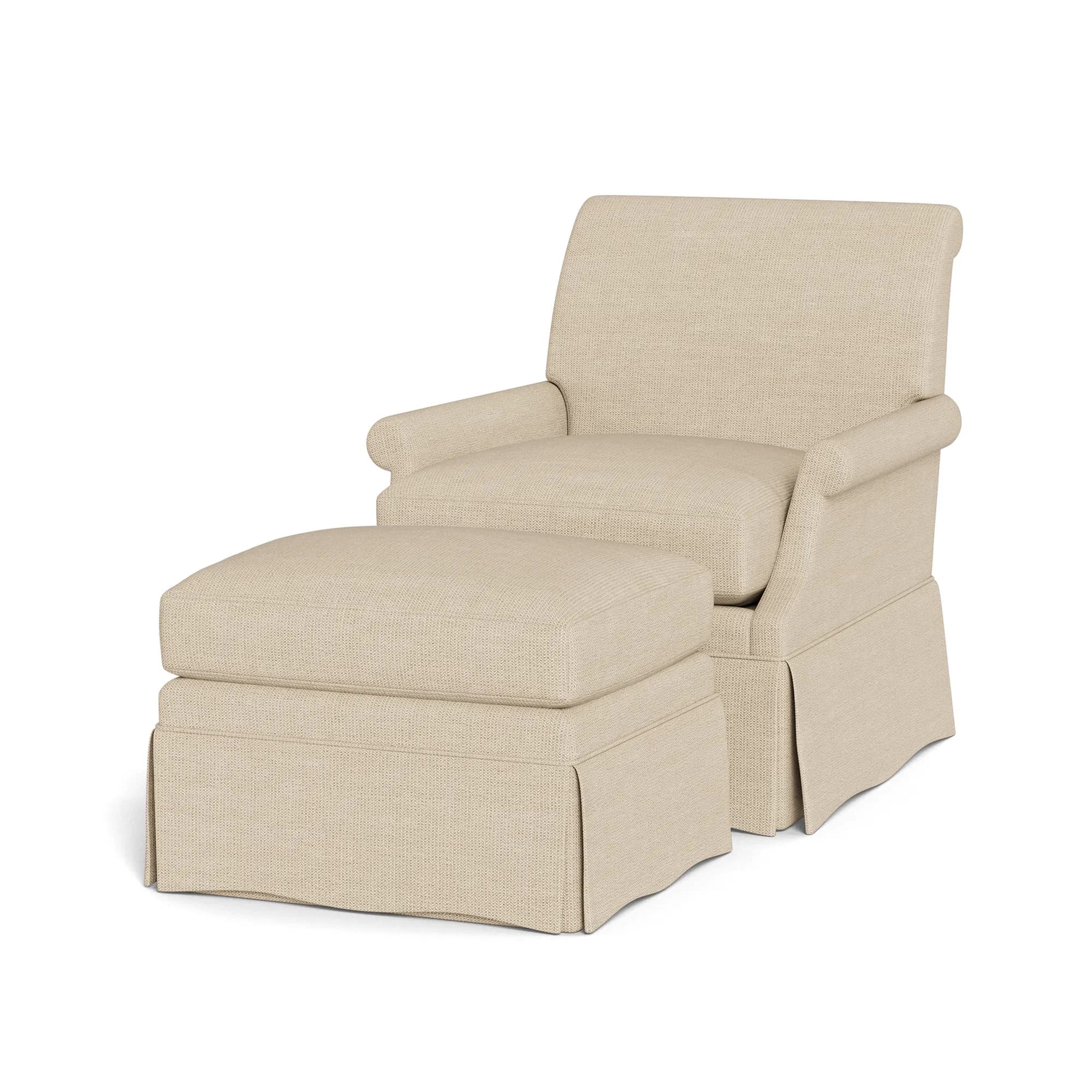 Origo Rolled-Arm Chair with Wave Skirt