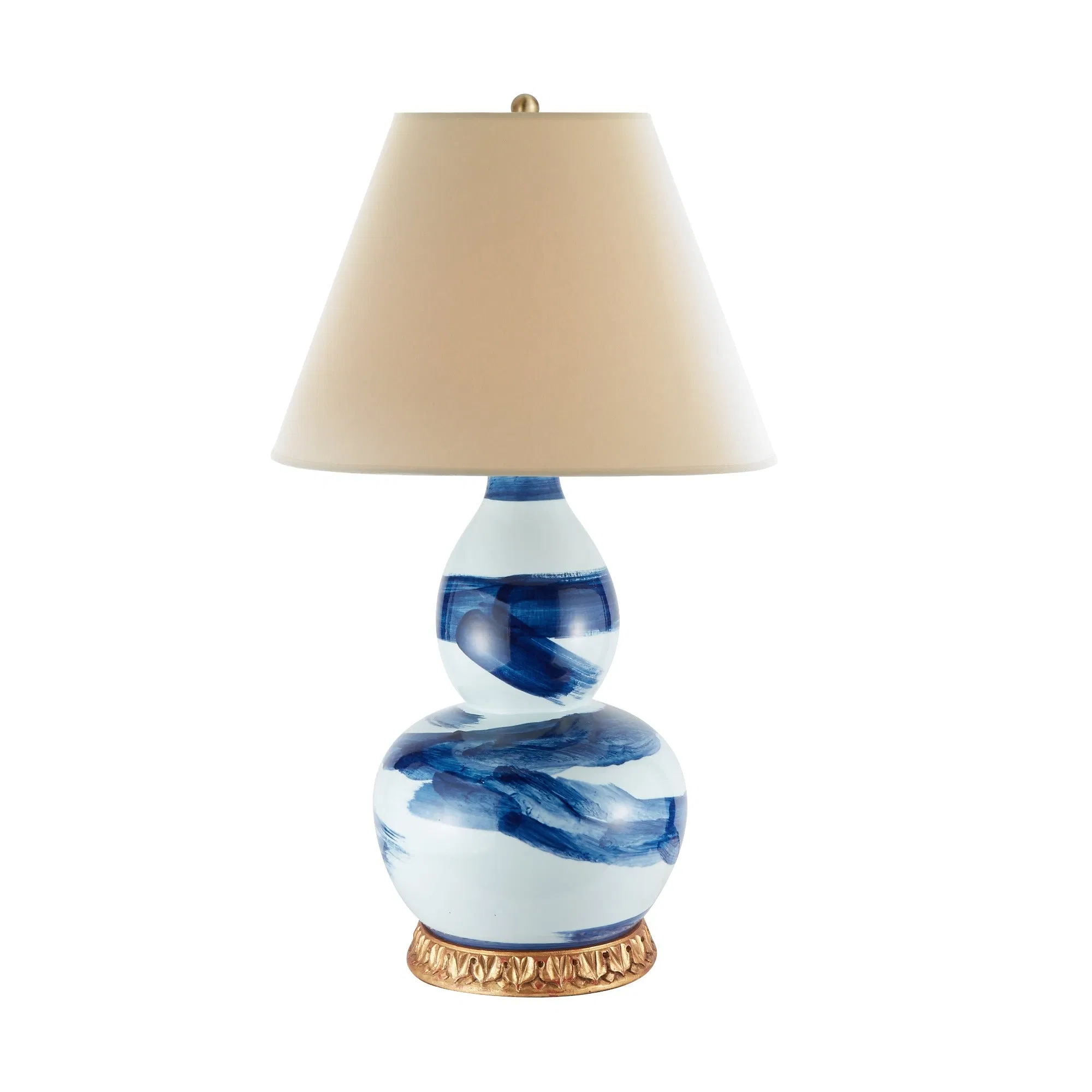 Brush Stroke Hand-Painted Blue Ceramic Lamp