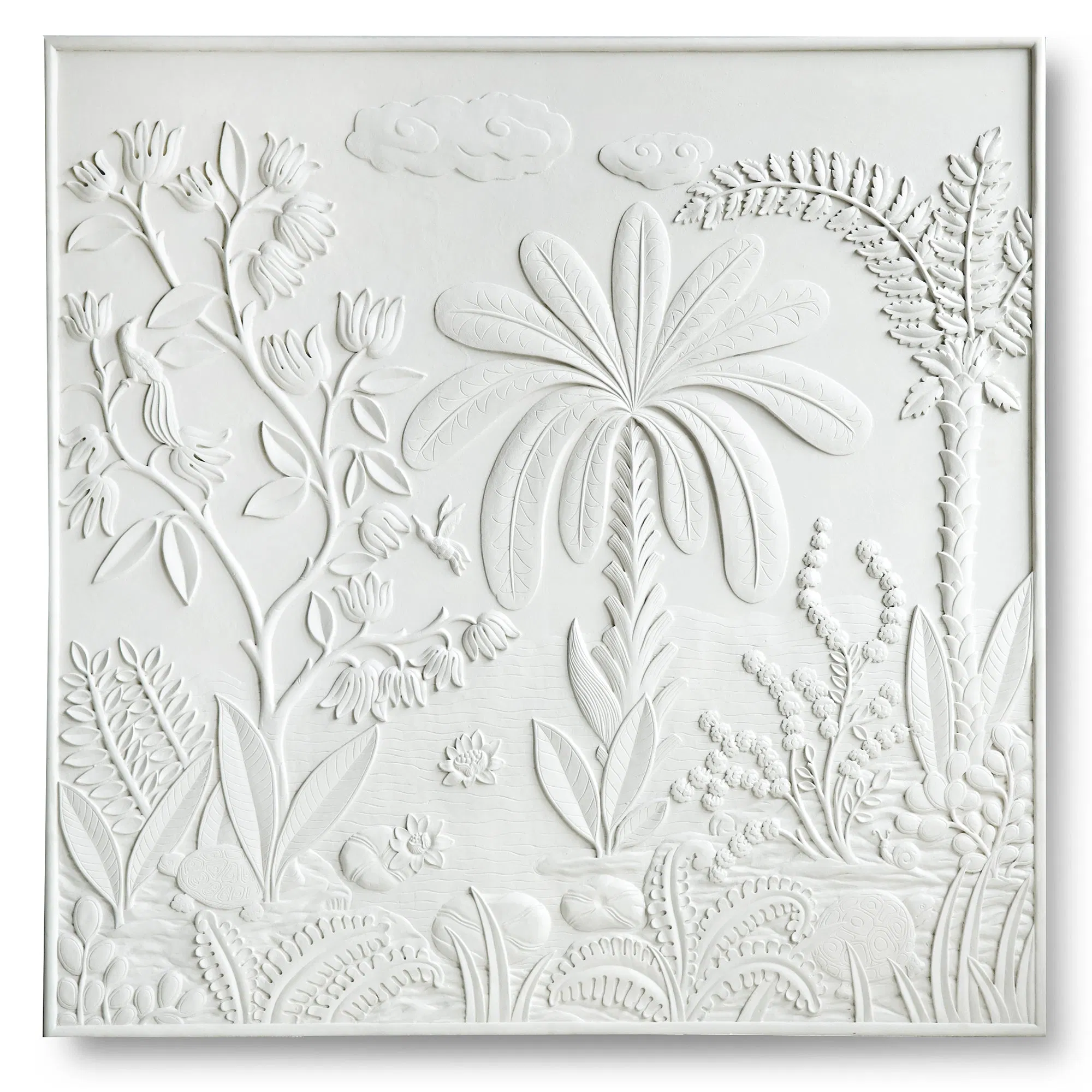 Garden Plaster Hand-Carved Bas Relief Panel