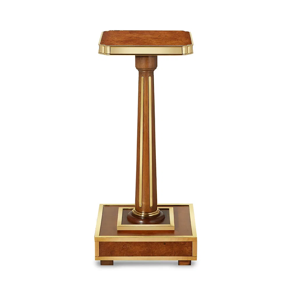Rufus Brass-Trimmed Wood Drinks Table
