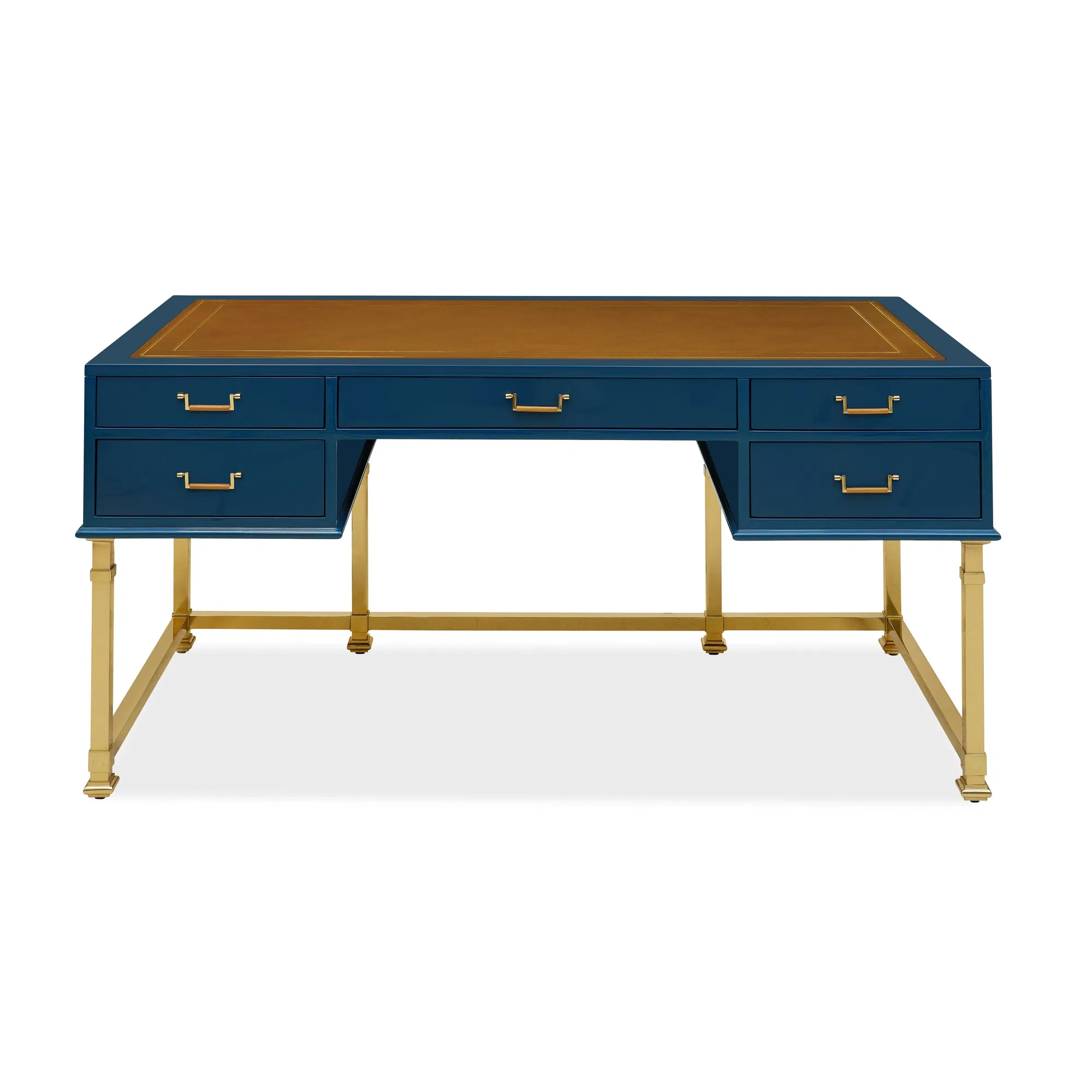 Alix Lacquered Campaign Desk with Leather Blotter
