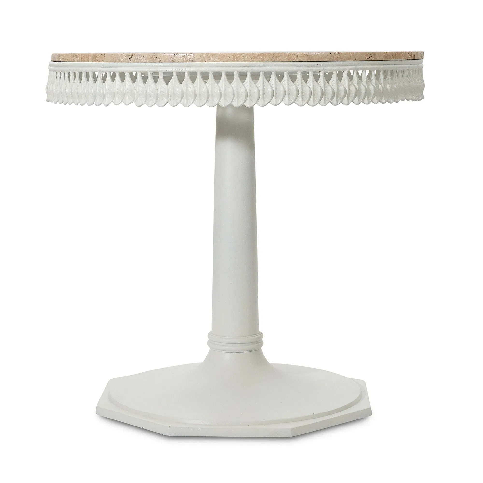 Magnolia Leaf Travertine Side Table