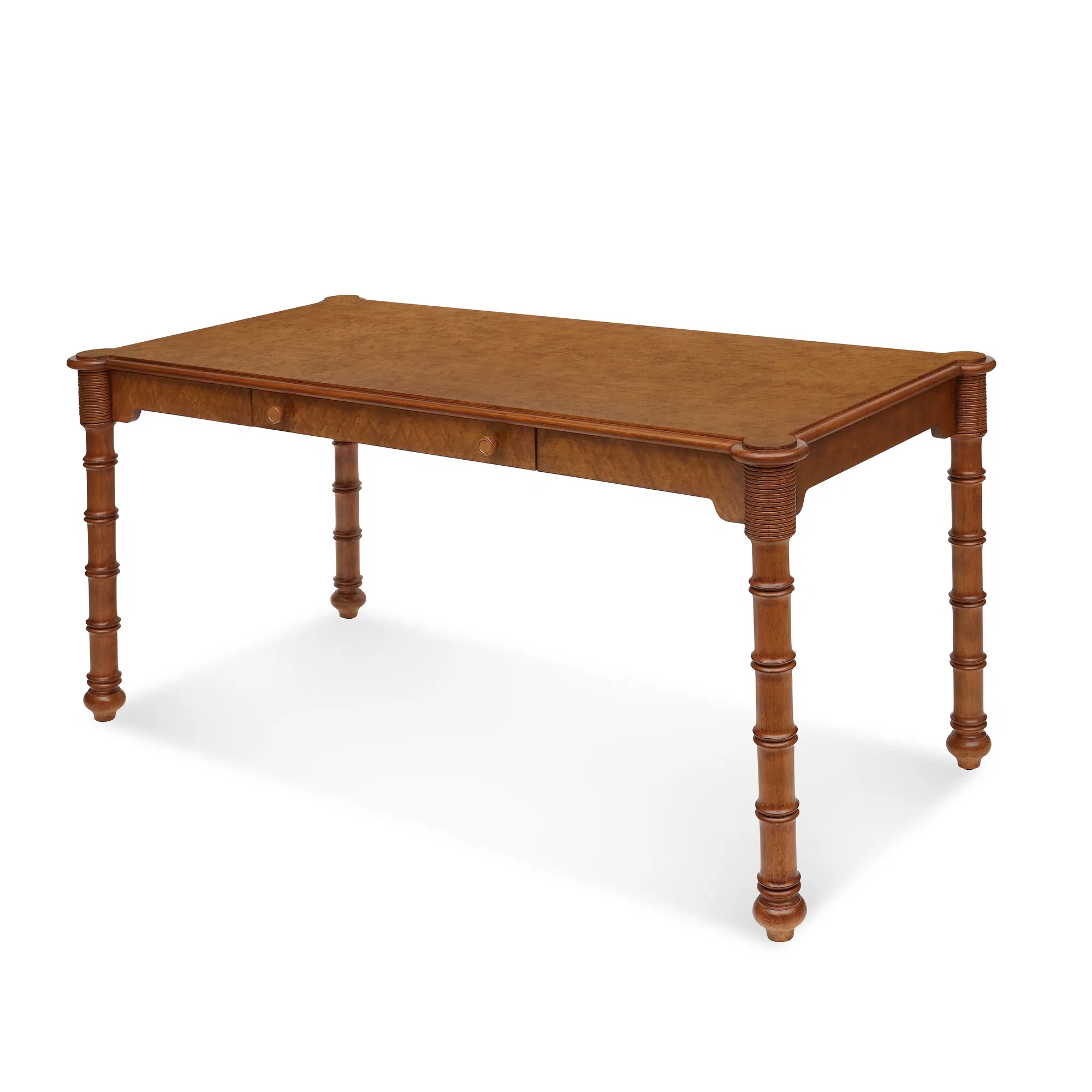 Birdseye Maple Bamboo Desk with Turned Reeds