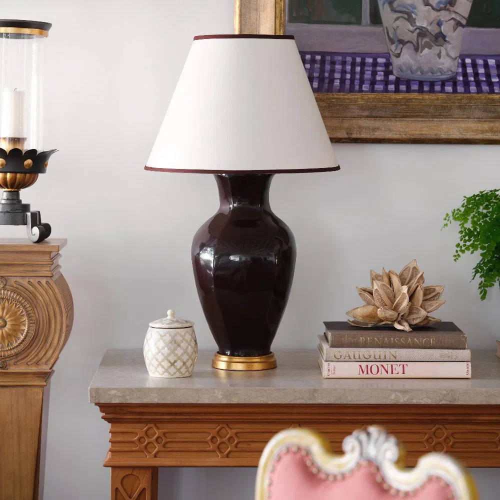 Hive Hand-Glazed Ceramic Table Lamp in Brown