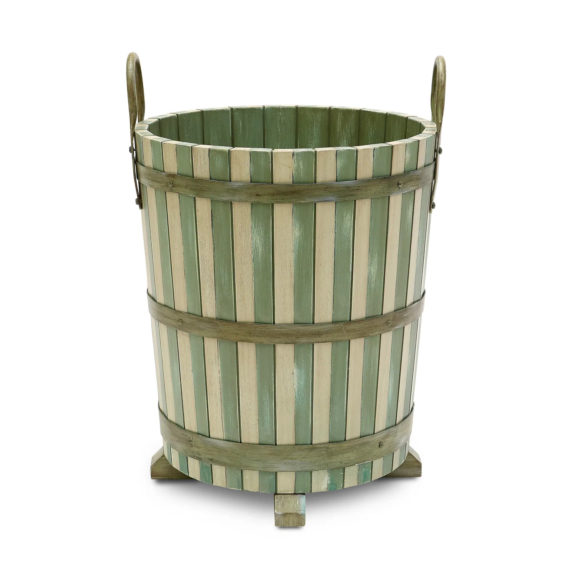 Hand-Painted Stripe Wooden Planter