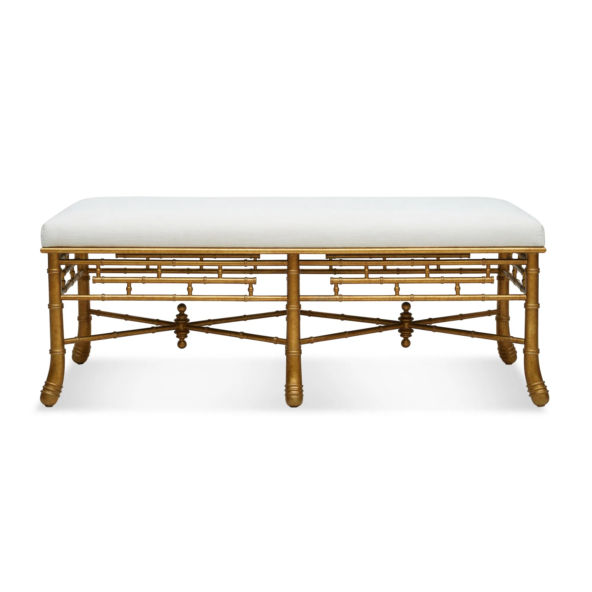 Gilt Bamboo Bench Antiqued Gold Leaf