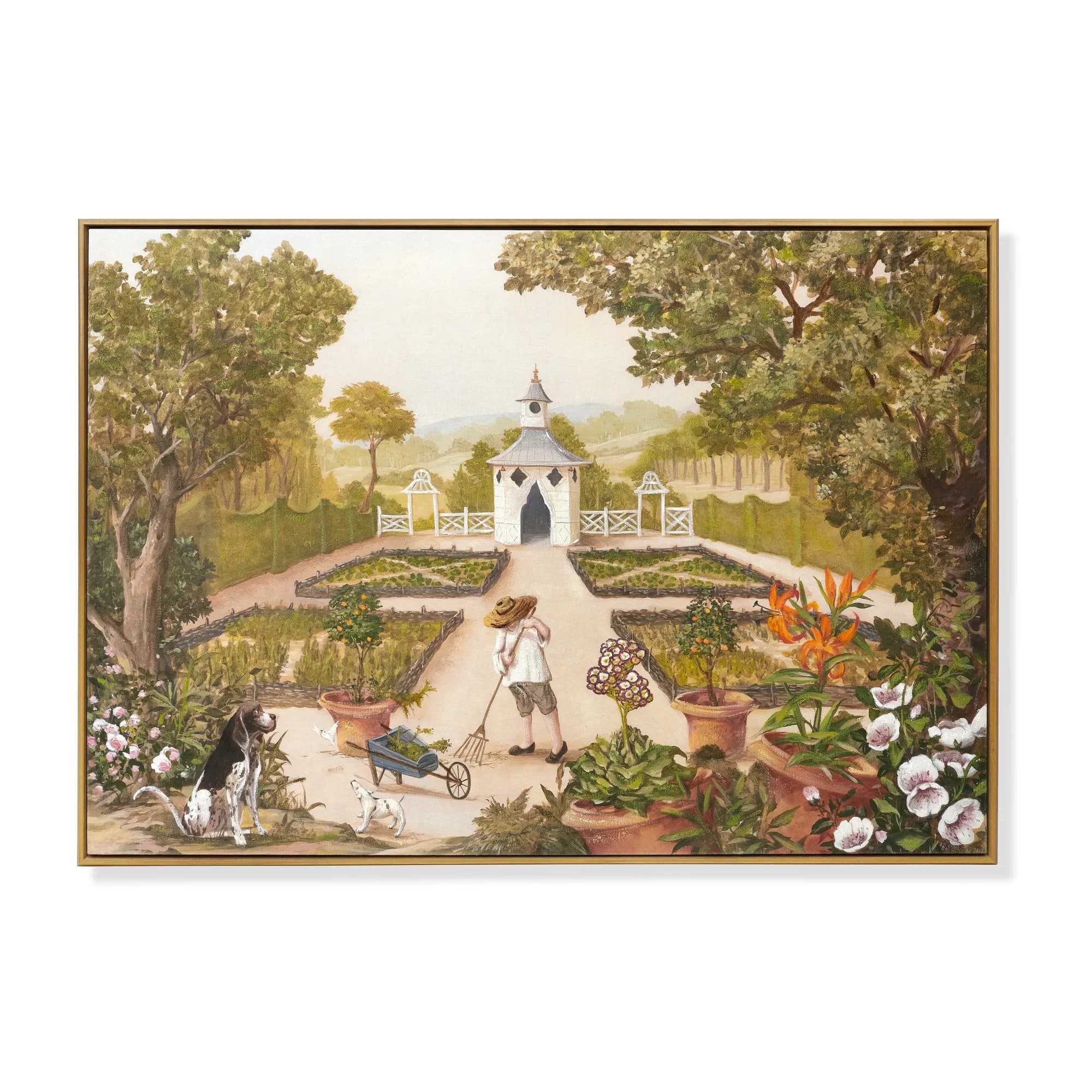 Afternoon in the Garden Hand-Painted Linen Canvas