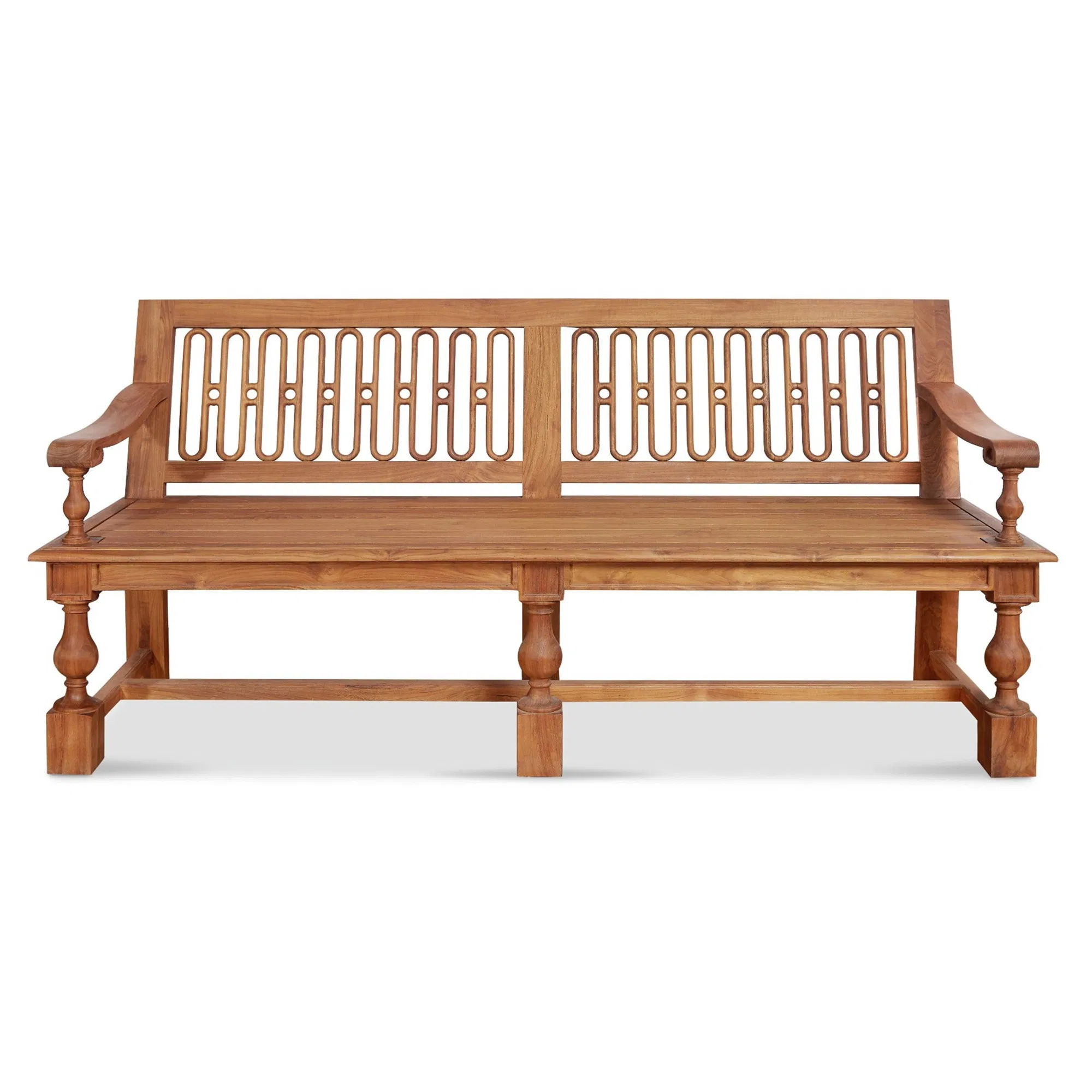 Kingston Hand-Carved Teak Outdoor Bench