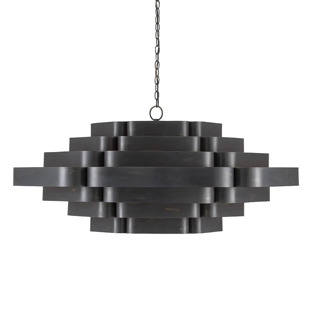 Bailey Two-Tone Gold Leaf & Black Wrought Iron Chandelier