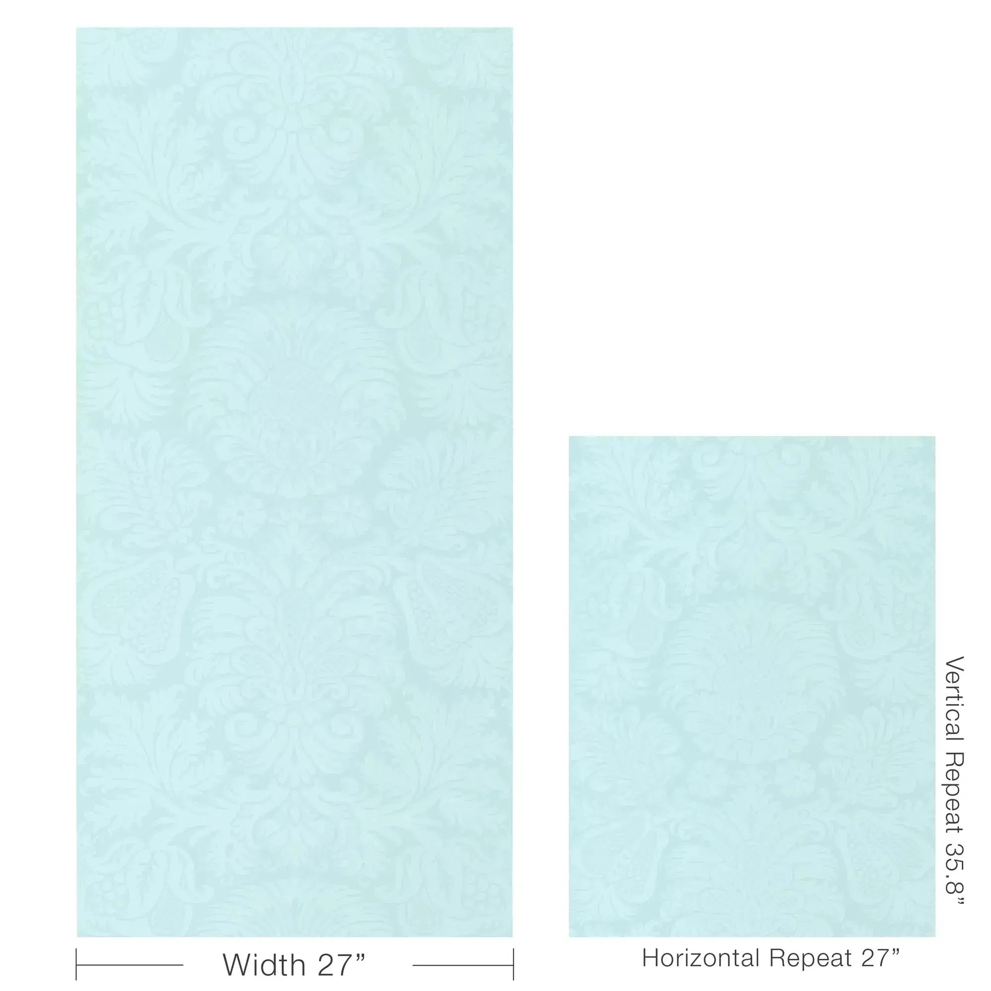 Hancock Handblocked Damask Wallpaper in Sky