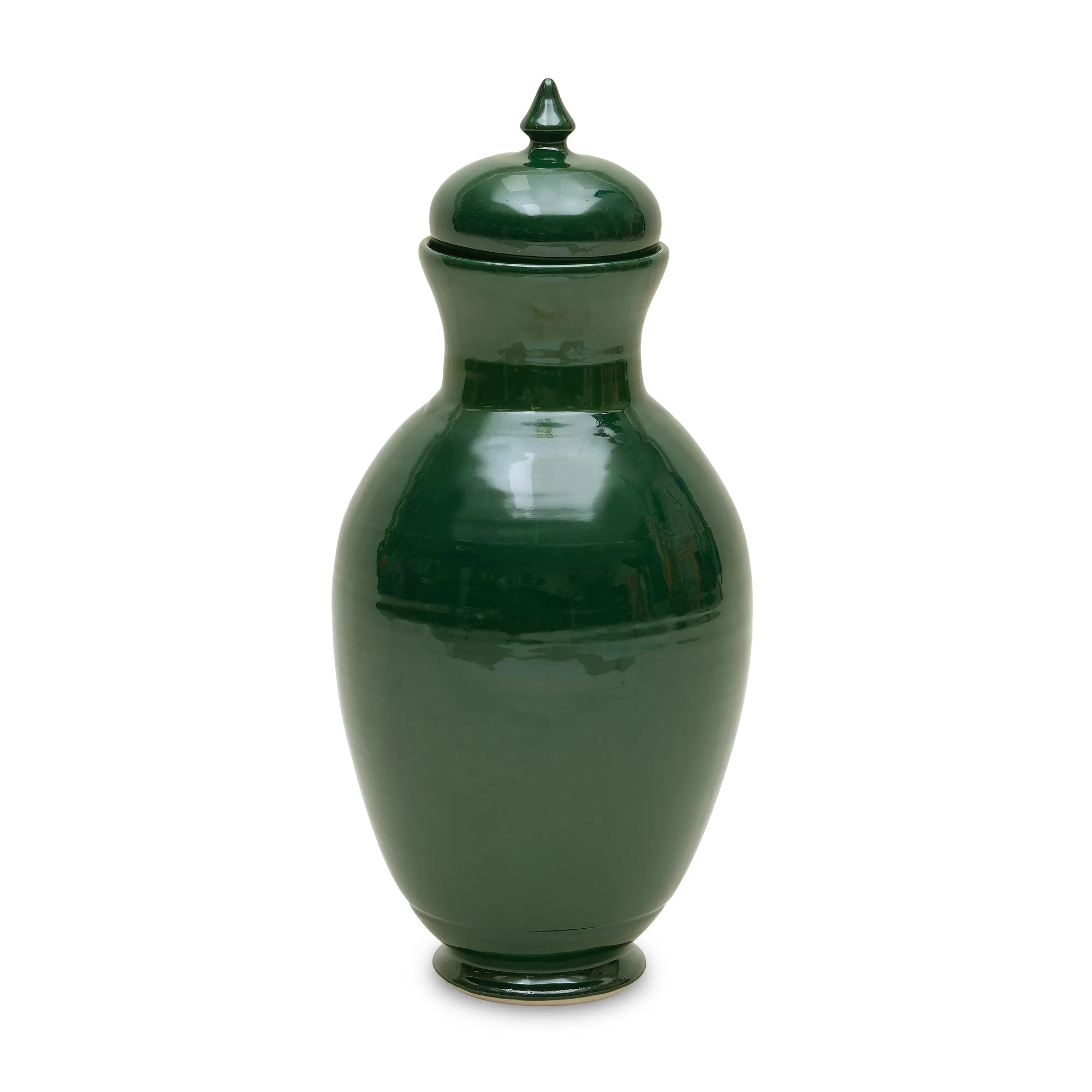 Jade Hand-Thrown Ginger Jar with Lid
