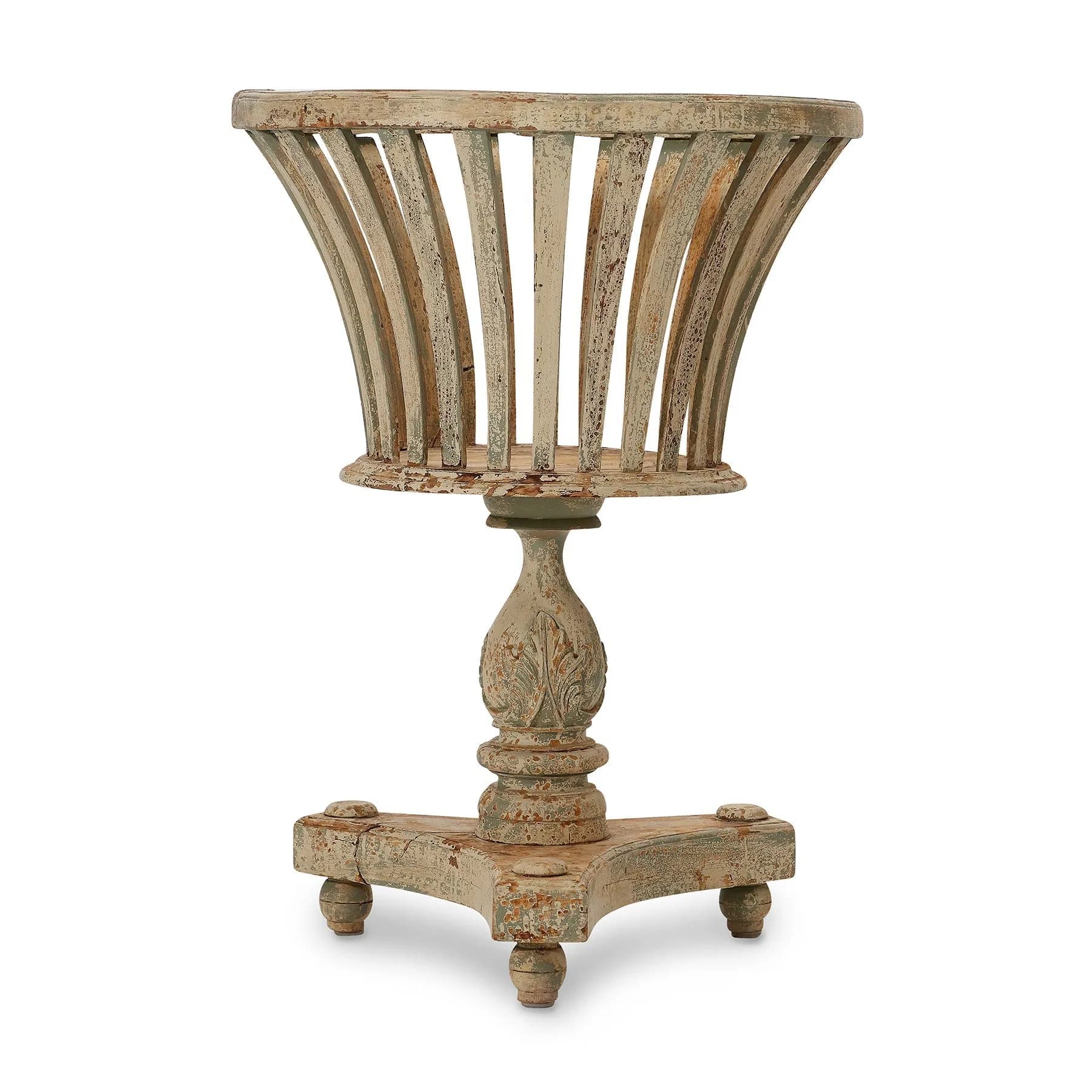 Carved Wooden Jardinieres with Reticulated Baskets Pair
