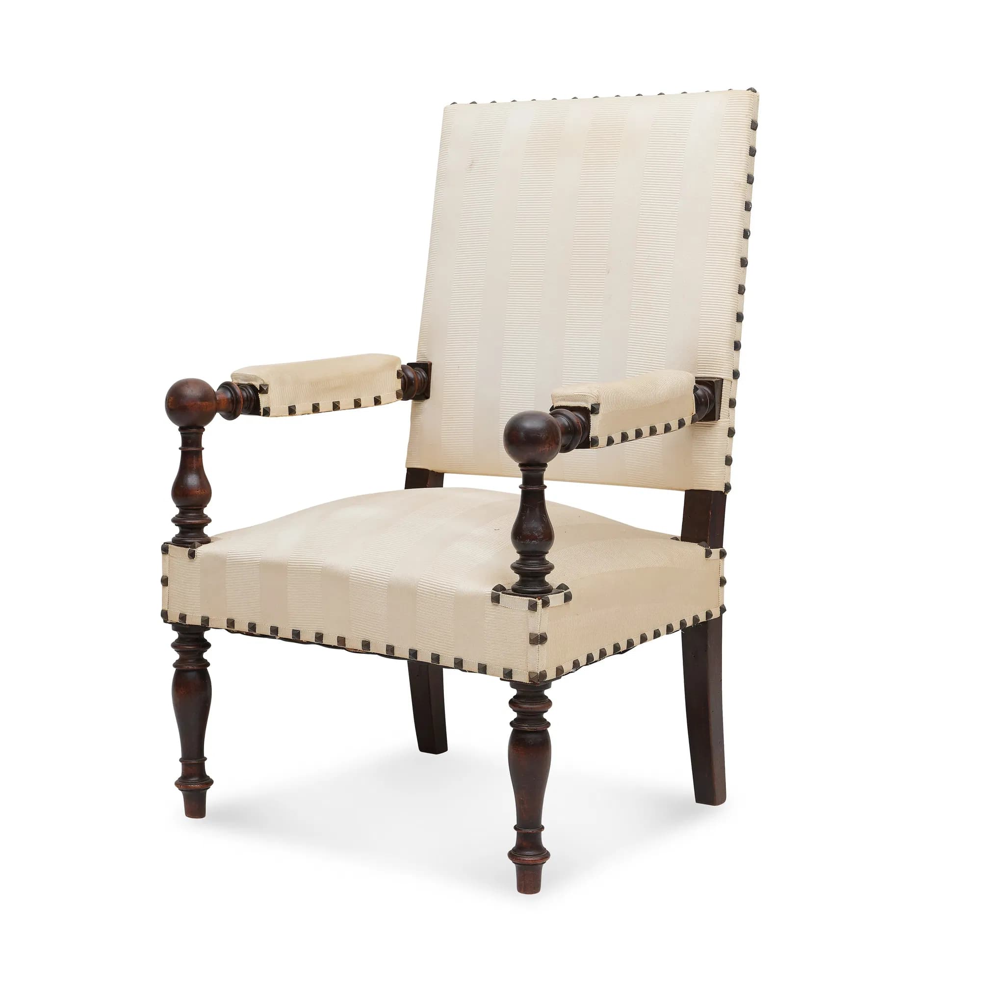 19th Century French Turned Armchairs Pair