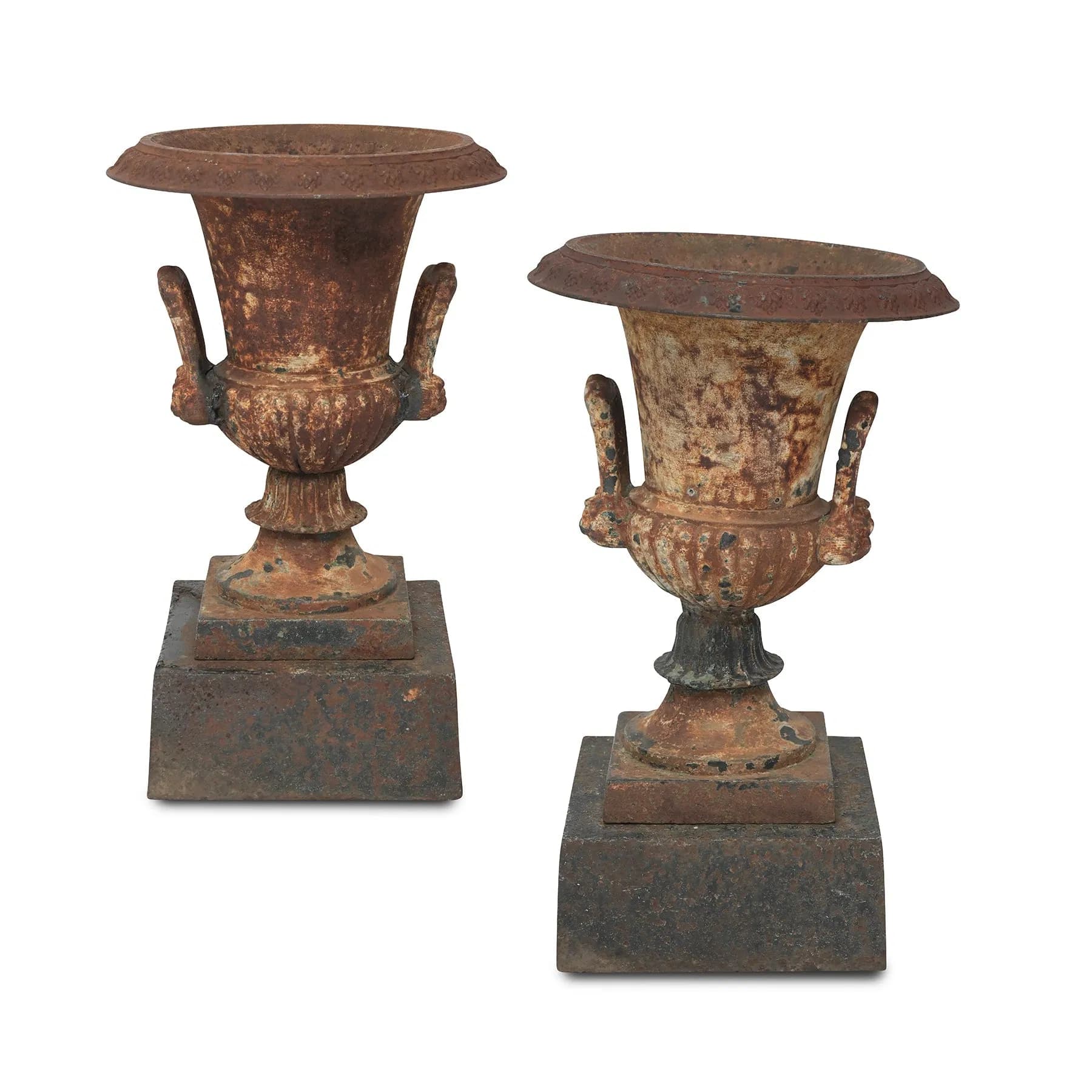 Victorian Cast Iron Urn Planters Pair