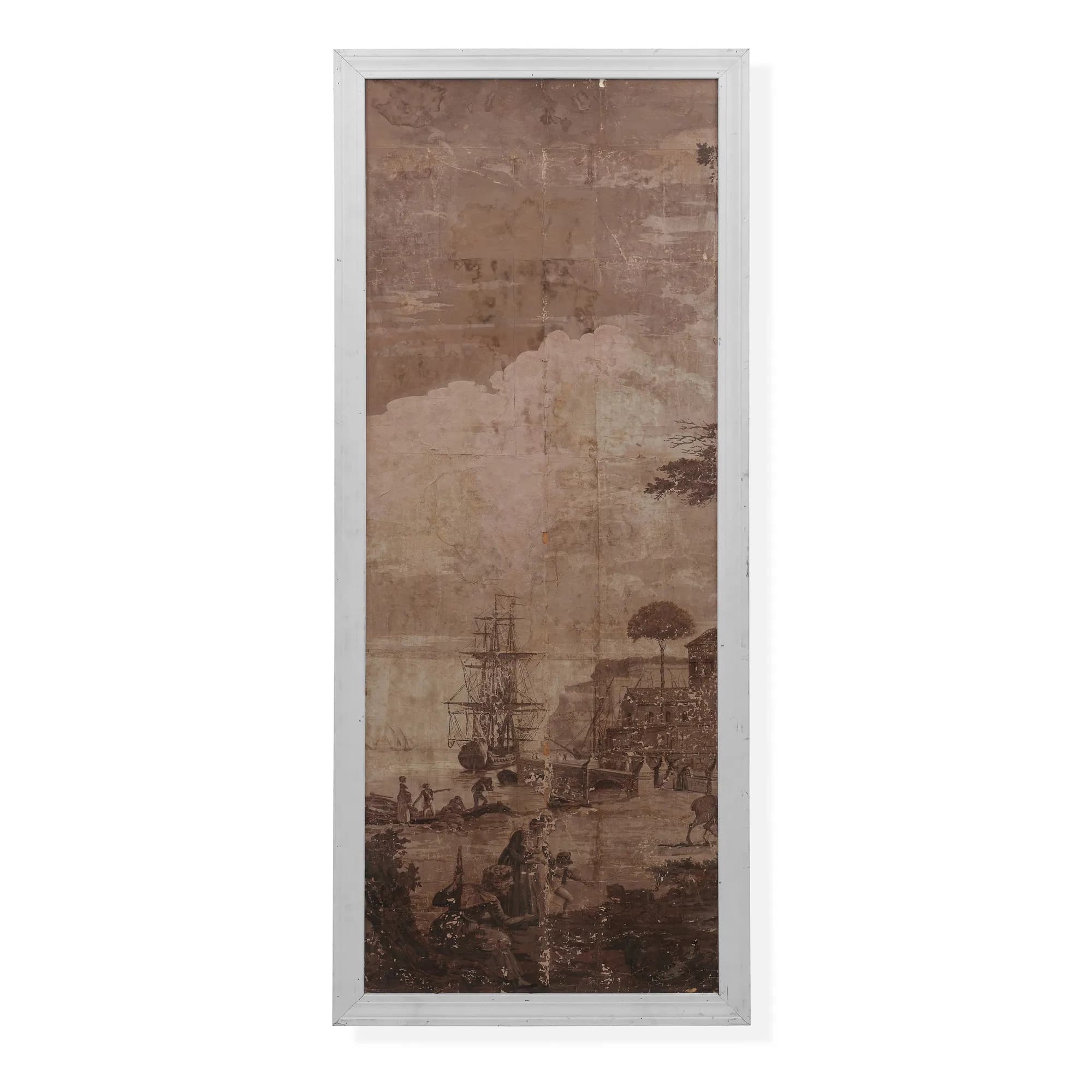 Antique Grisailles Hand-Painted Wallpaper Panels Set of Three
