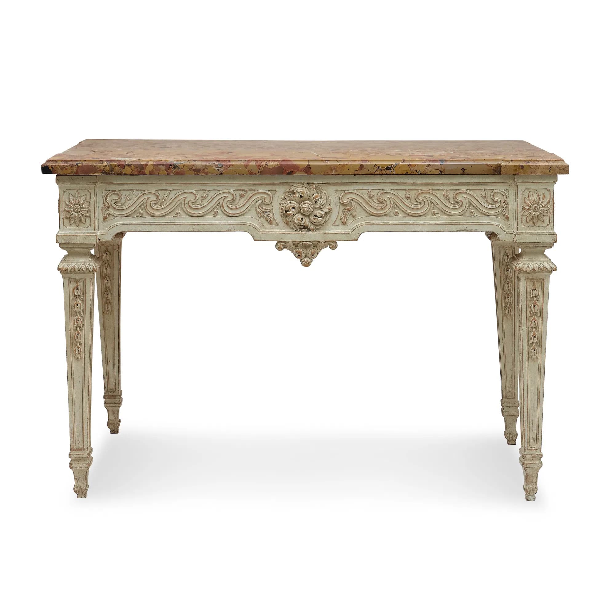 18th Century French Painted Marble Top Console