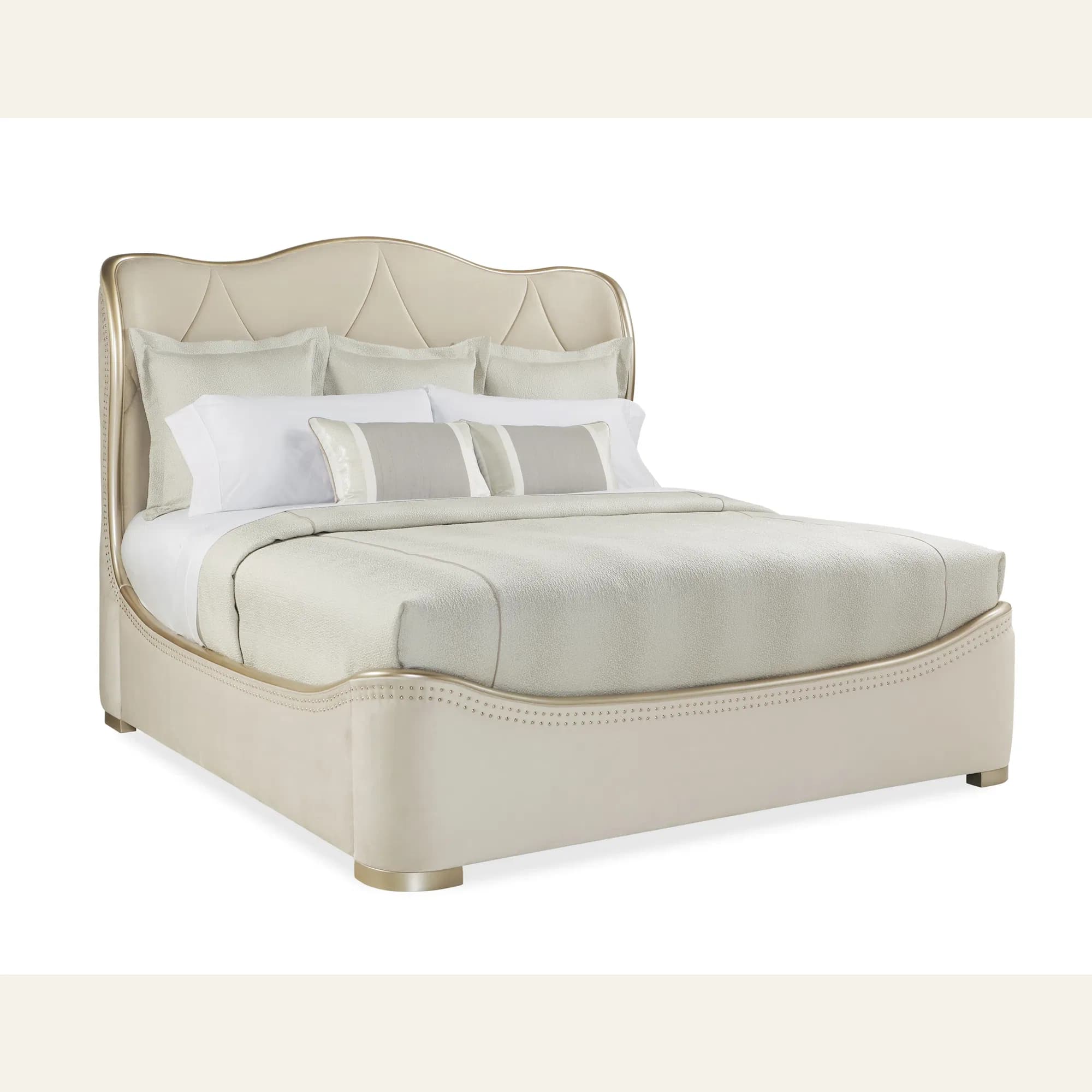 Adela Creamy Velvet Sleigh Bed