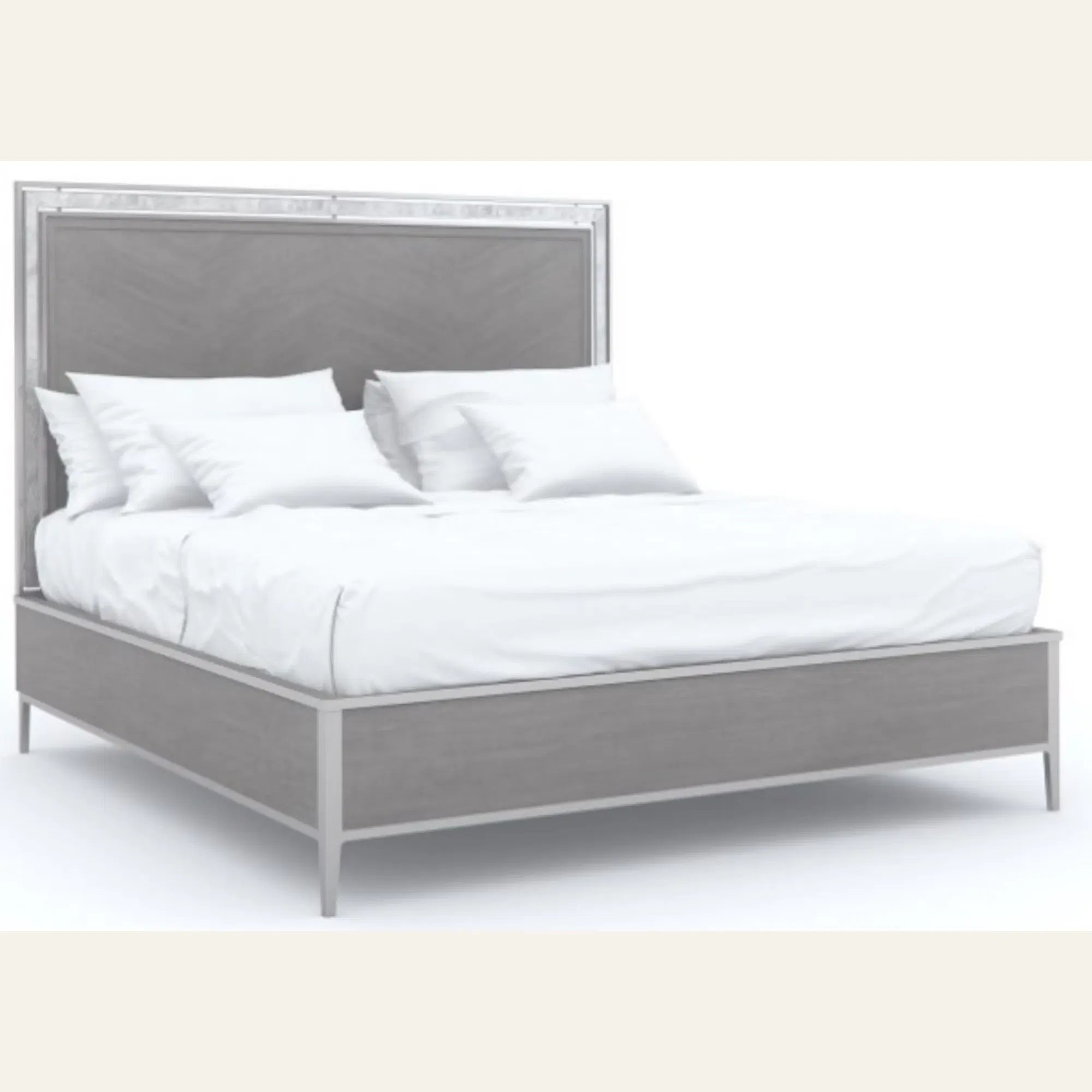 Serenity Queen Bed Hand-Hammered Nickel