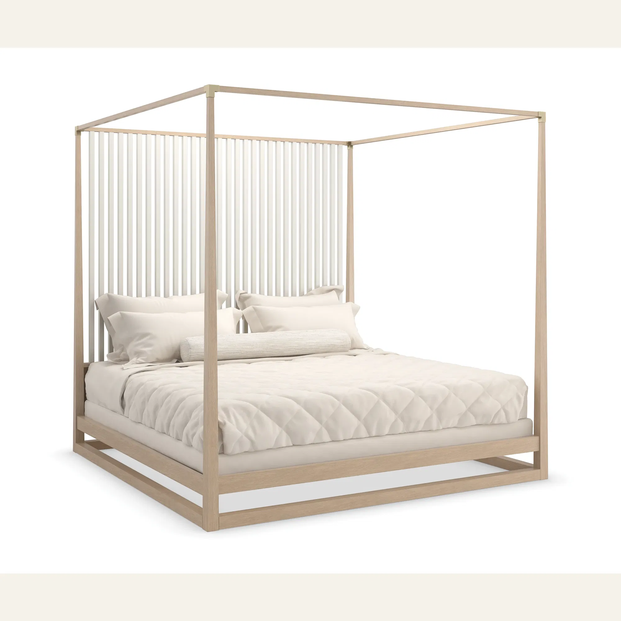 Pinstripe Light Sundrenched Oak Canopy Bed