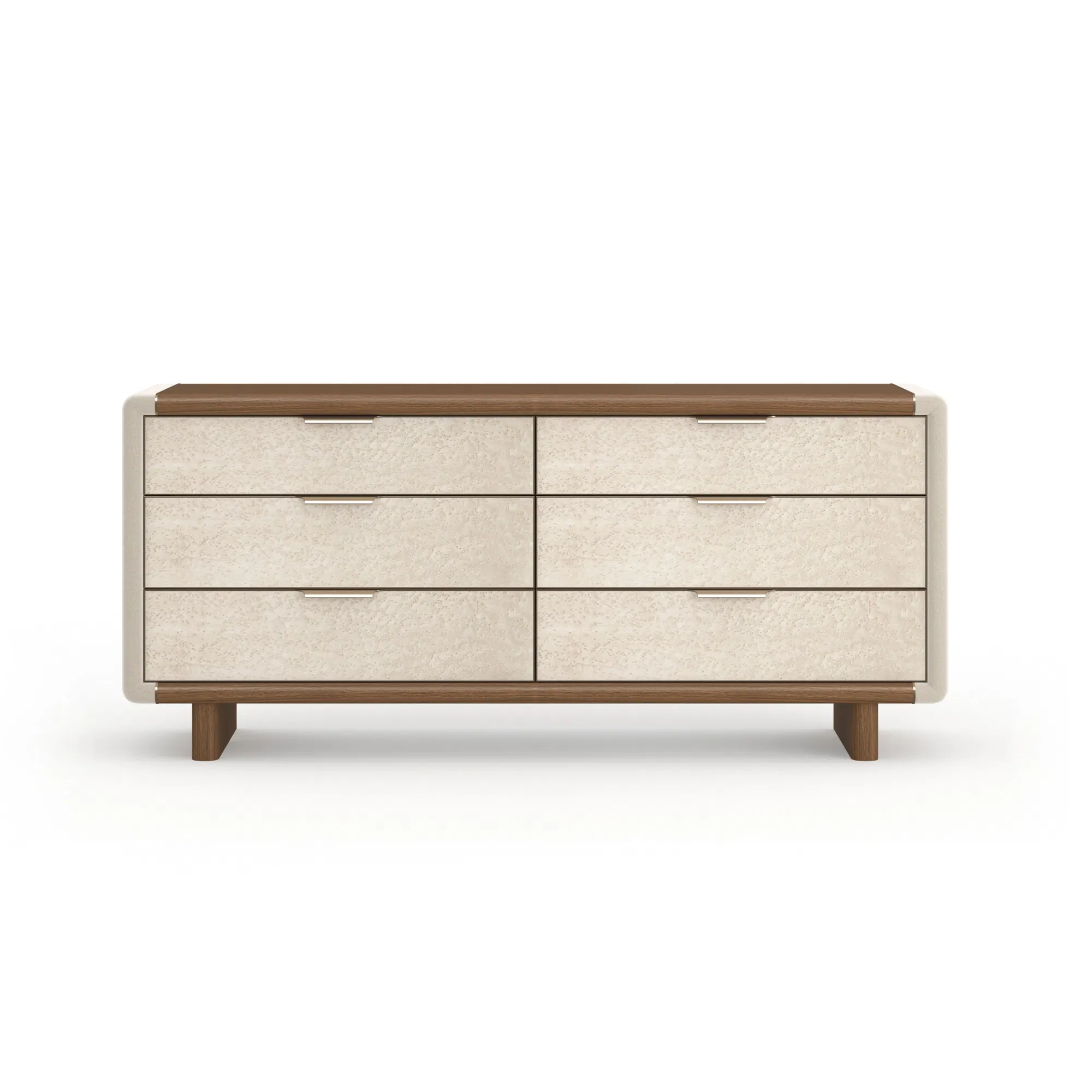 Botero Sculptural Walnut and Birdseye Dresser