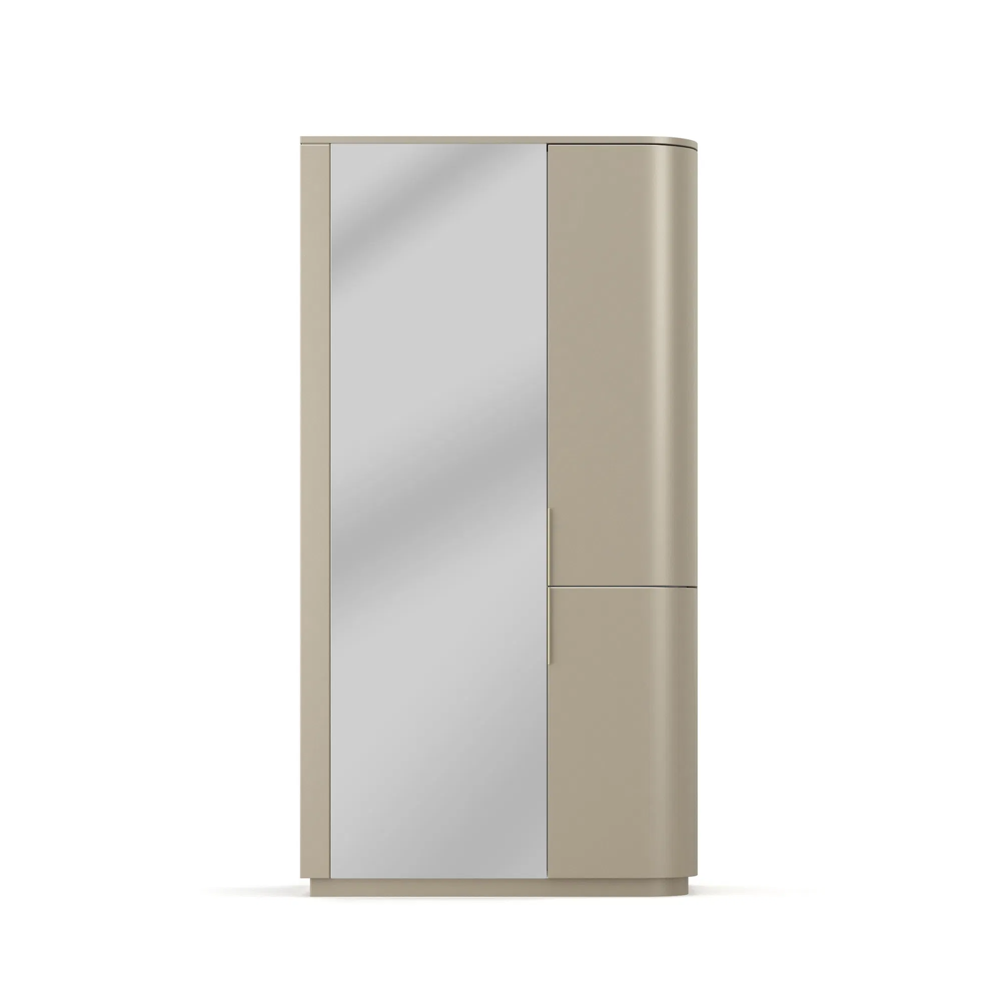 Oblique Soft Silver Mirrored Armoire