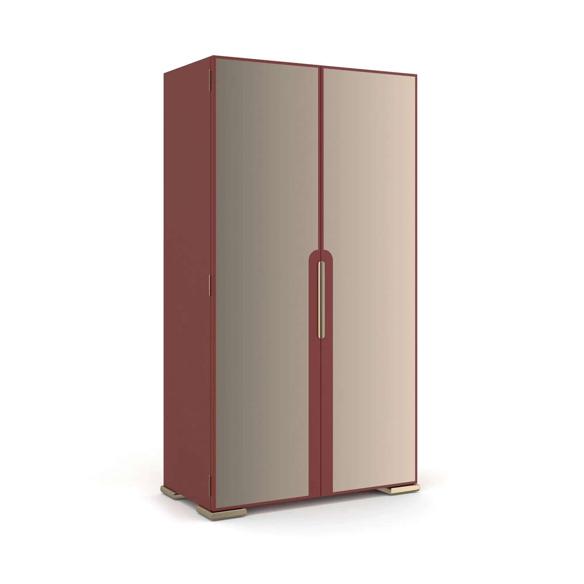 Allure Rouge Red Lacquered Armoire with Antique Bronze Mirror