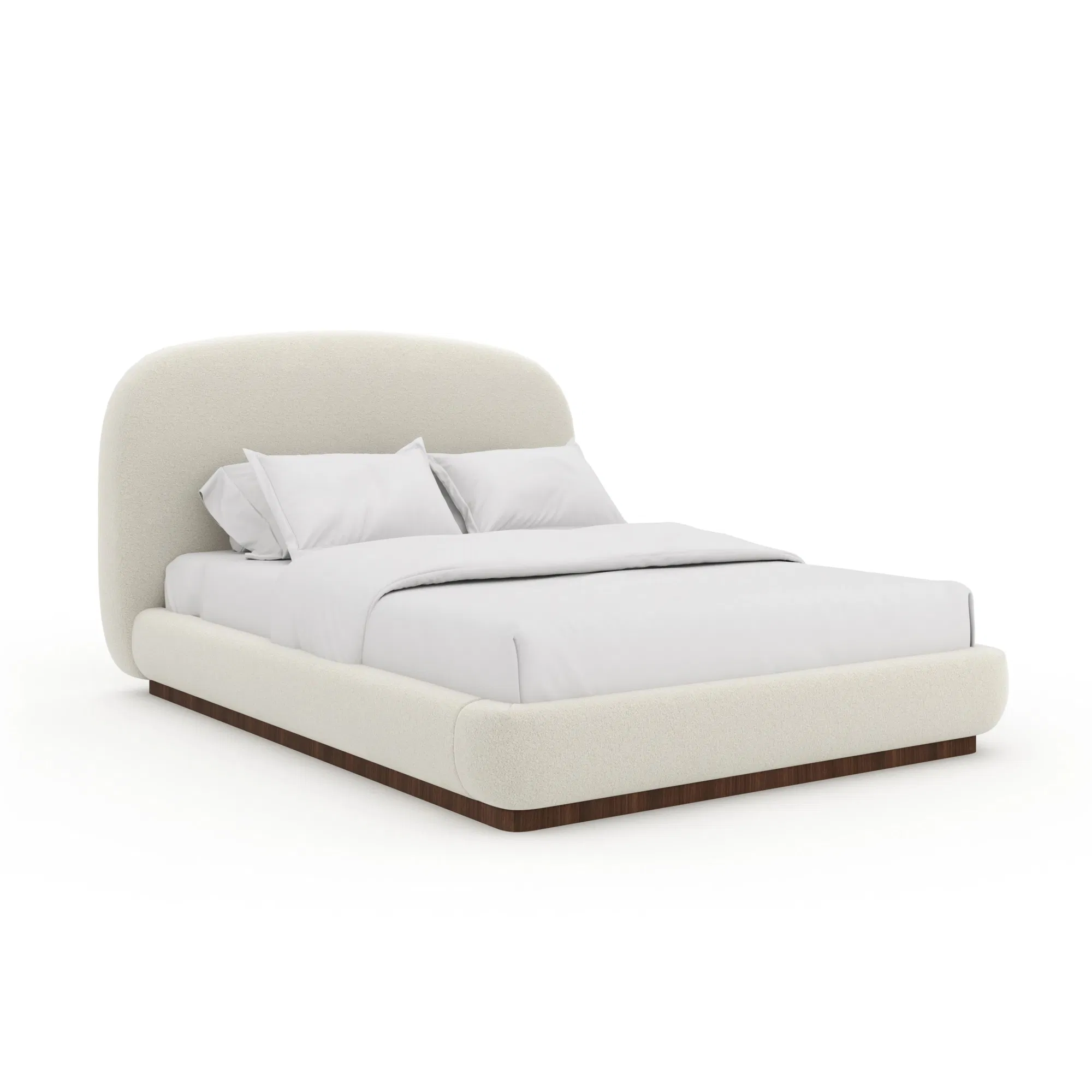 Botero Ivory Bouclé Upholstered Queen Bed