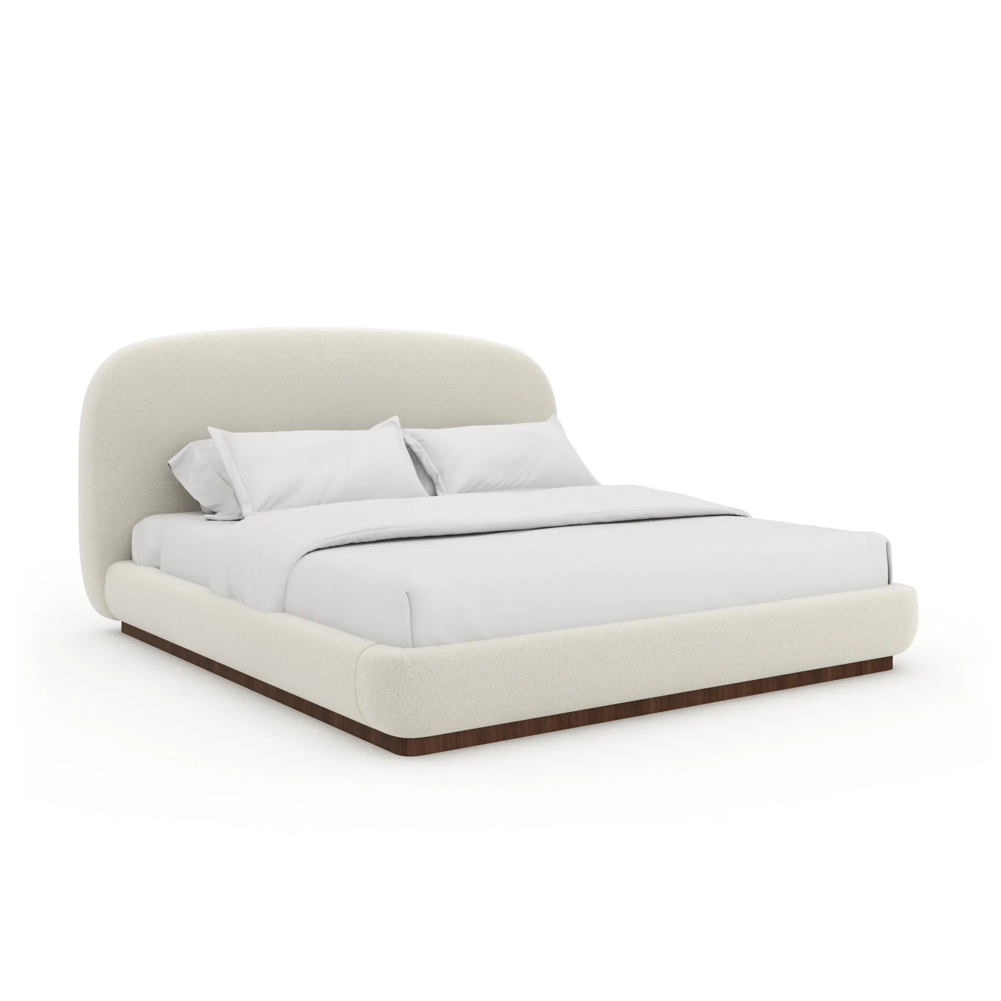 Botero King Bed Ivory Bouclé Sculptural