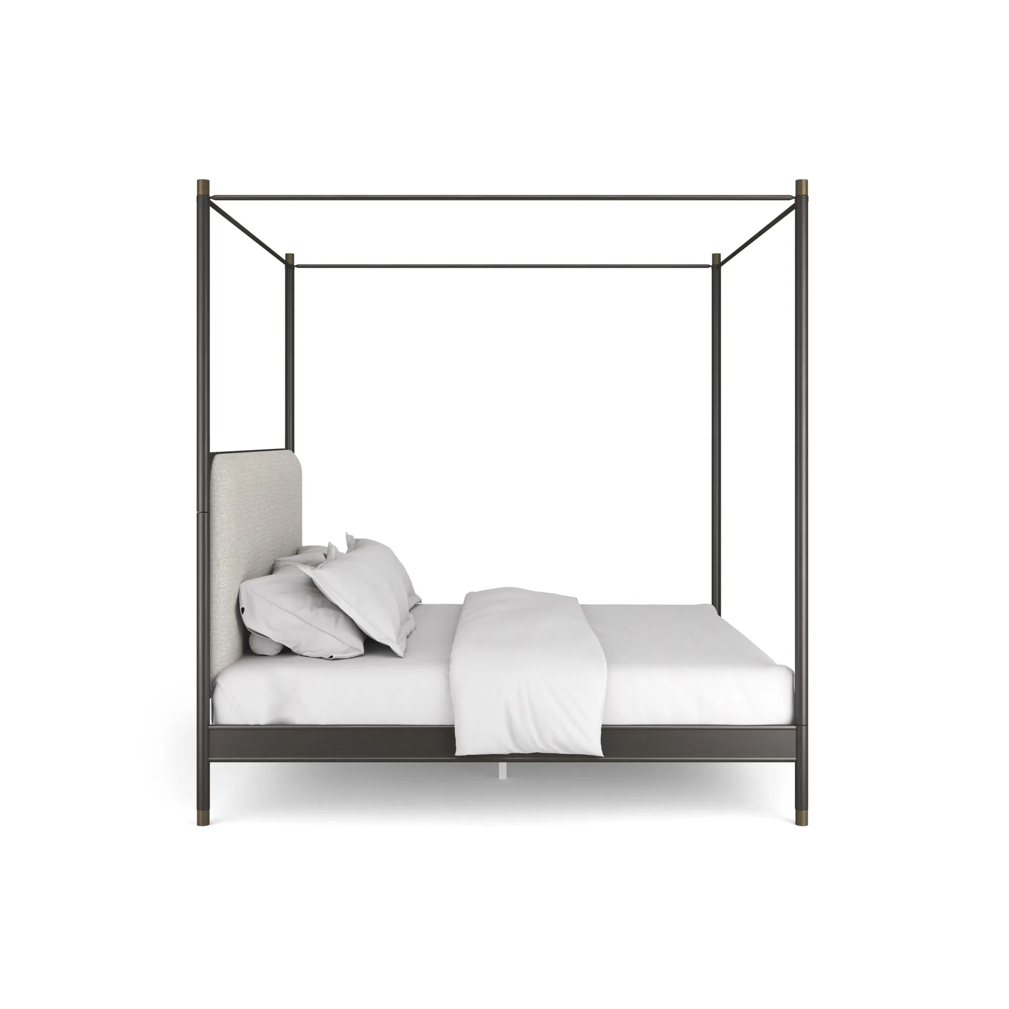 Campaign King Bed With Canopy Brushed Bronze