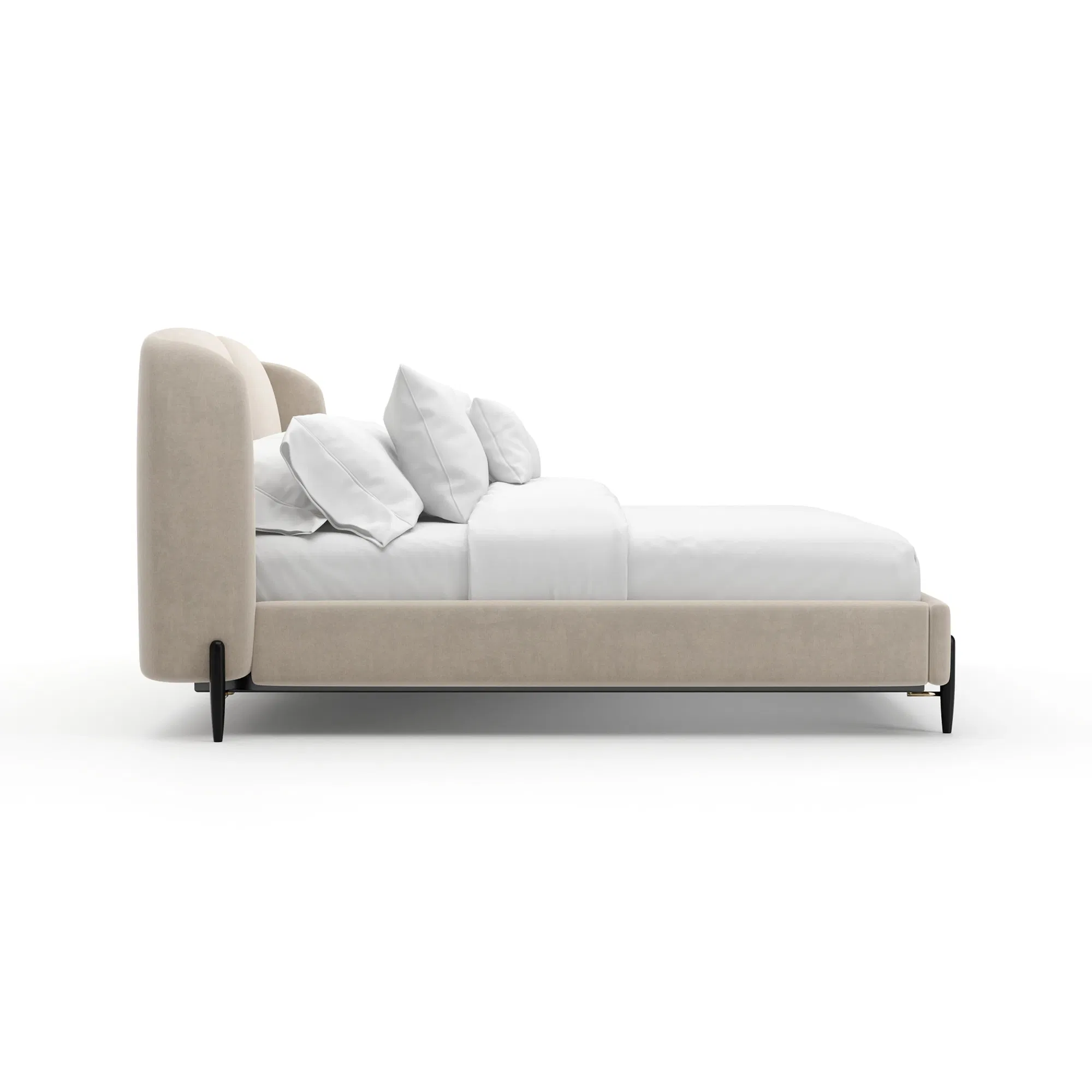 Madera Sculptural Walnut King Bed with Brushed Gold