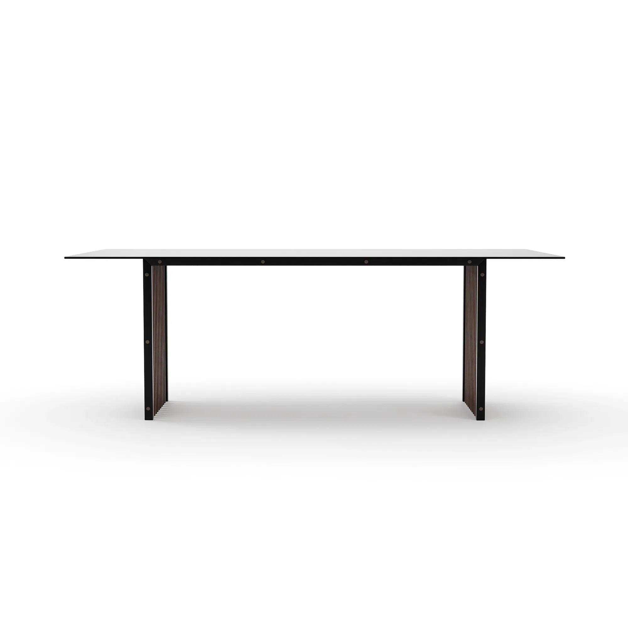 Pinstripe Smoked Bronze Glass Dining Table