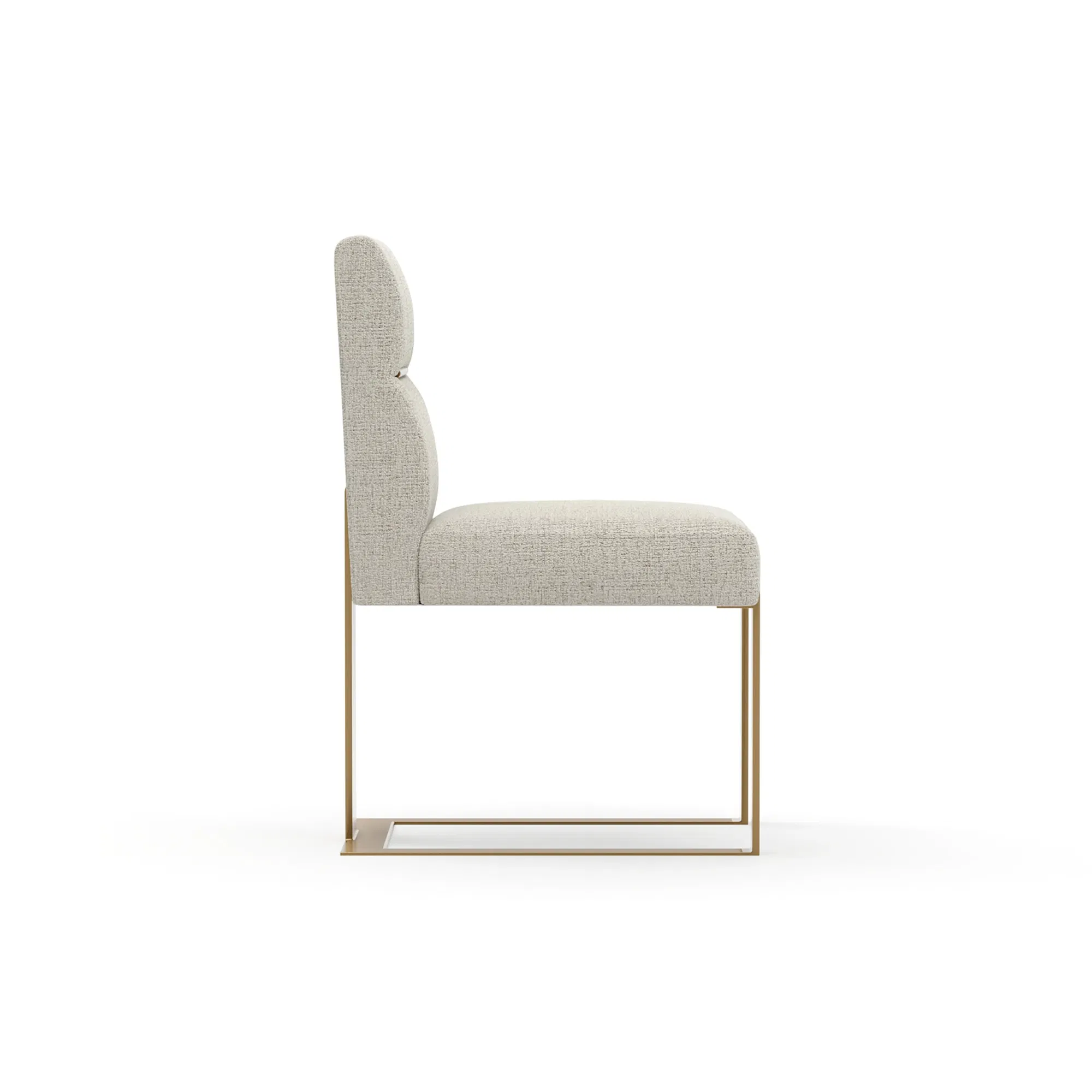 Counter Balance Brushed Gold Cantilevered Dining Chair