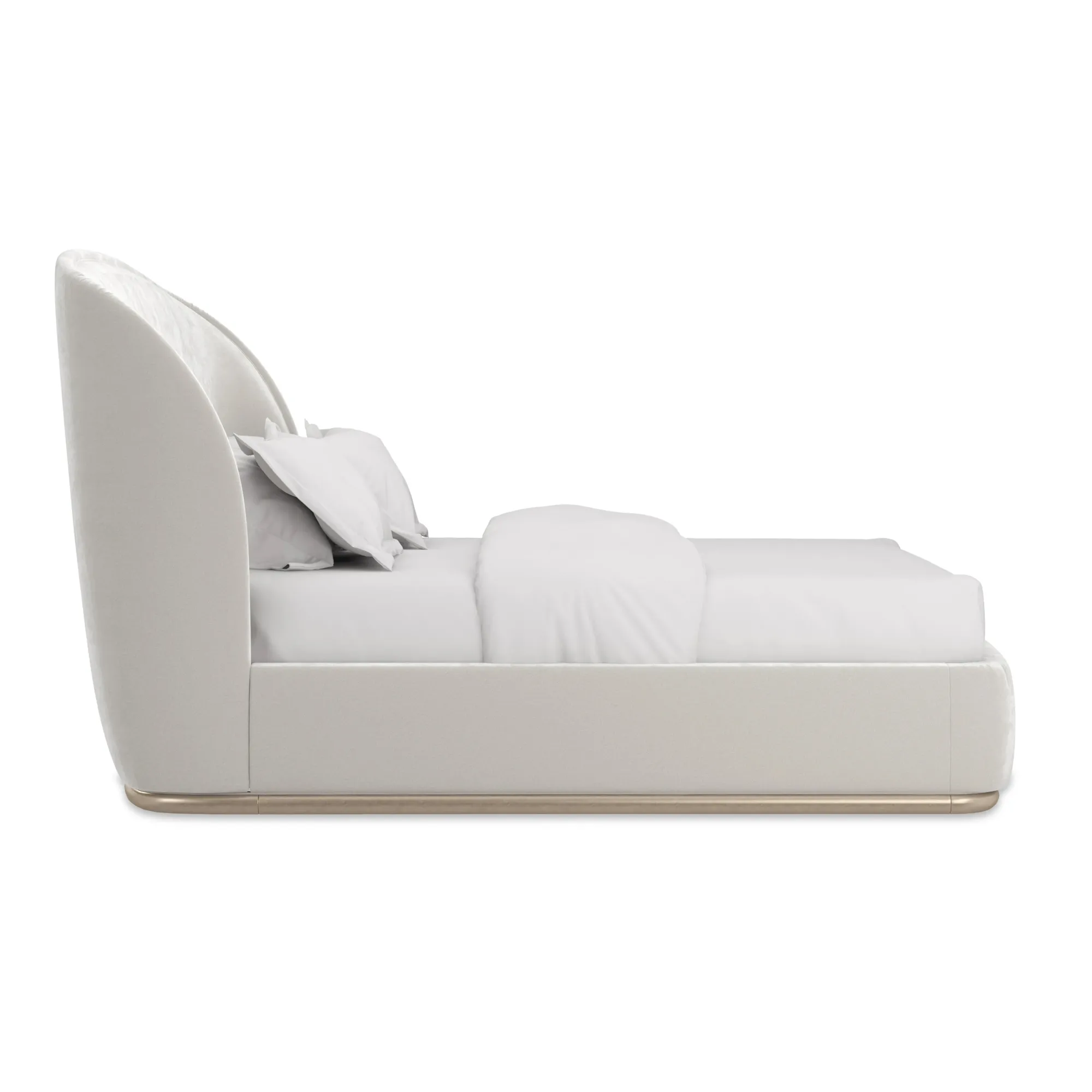 Opal Sculptural Ivory Velvet Bed