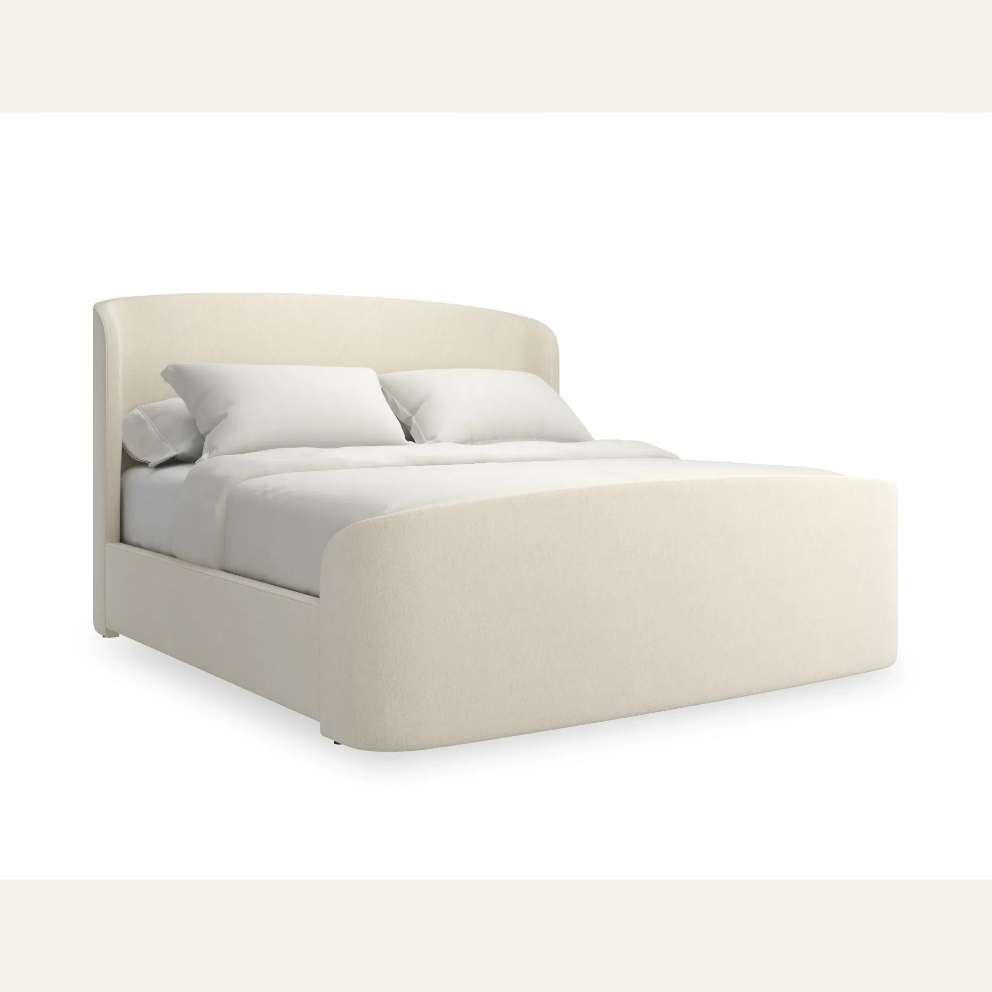 Soft Embrace Ivory Upholstered Bed King