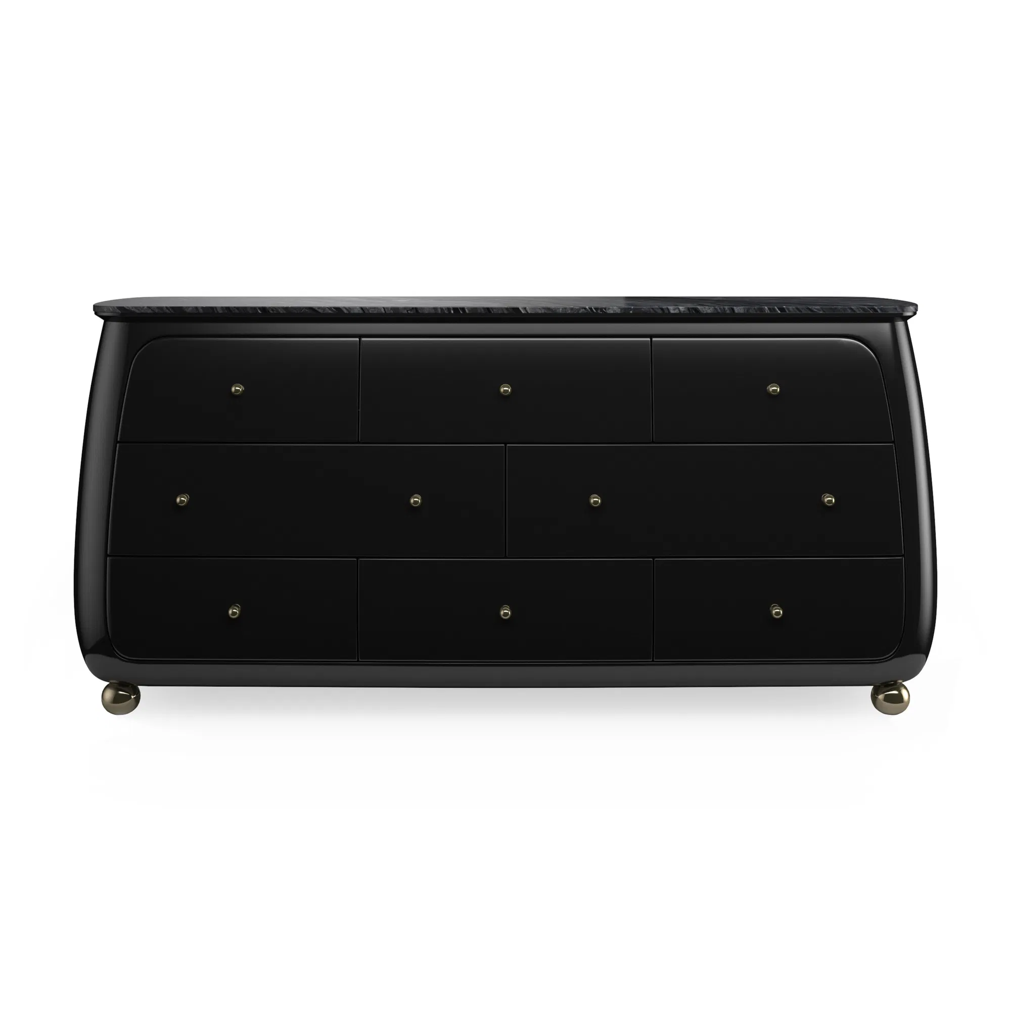 Cabochon Sculptural Ebony Dresser with Marble