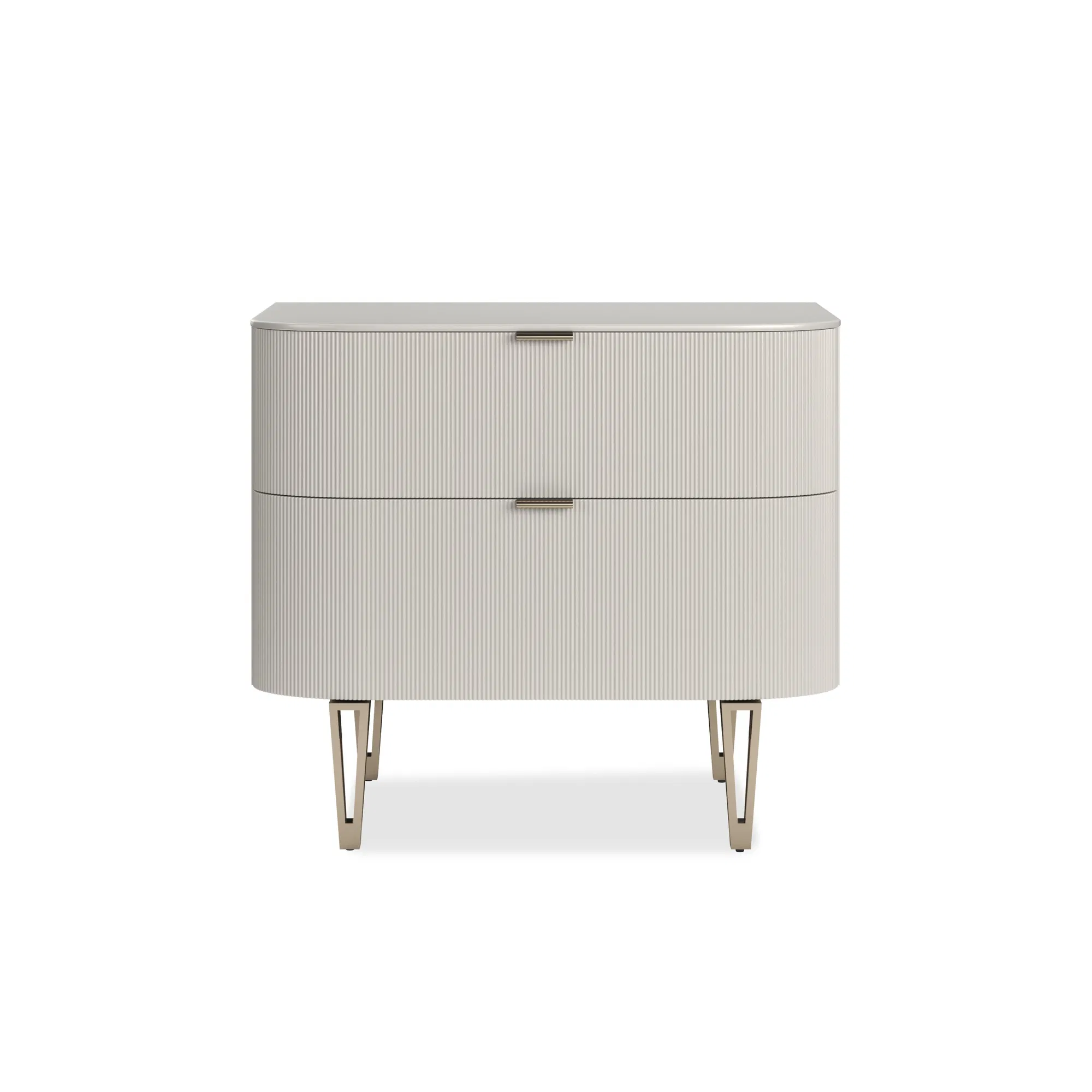True Love Matte Pearl Nightstand with Fluted Sides