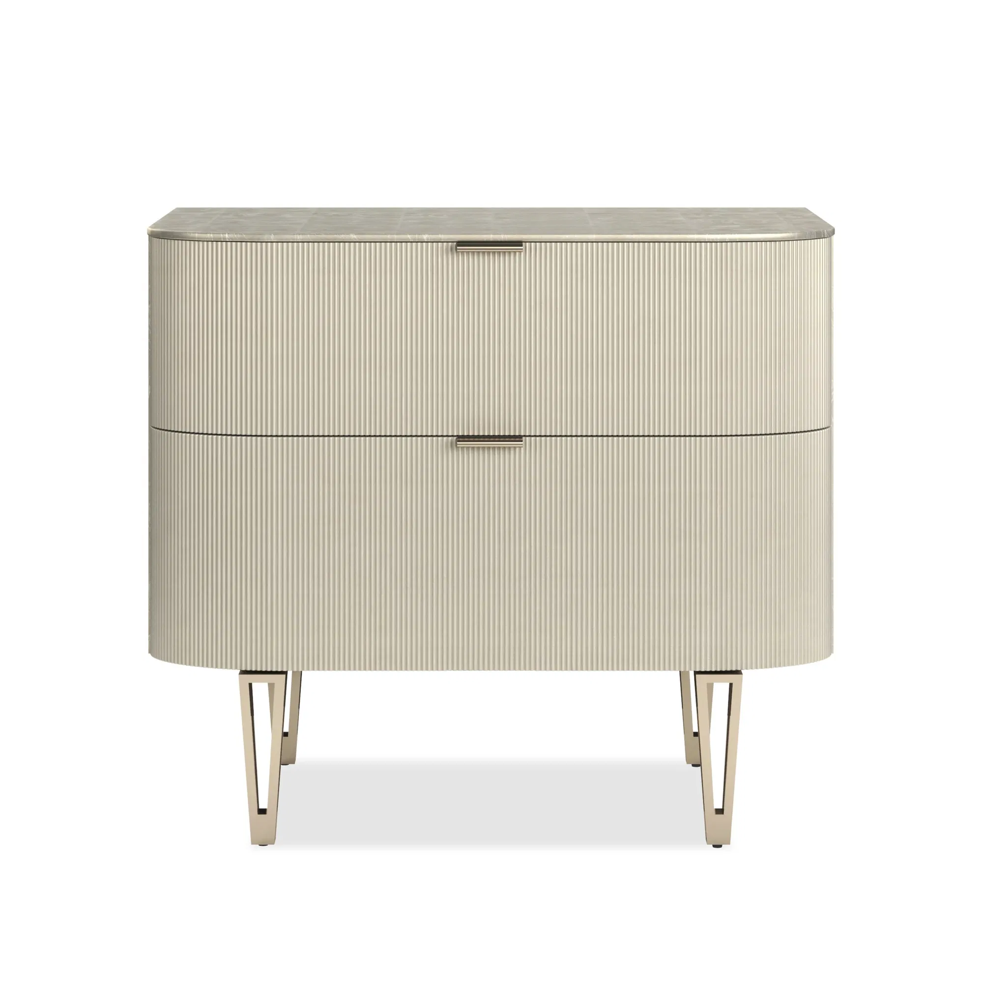True Love Gilded Nightstand with Fluted Details