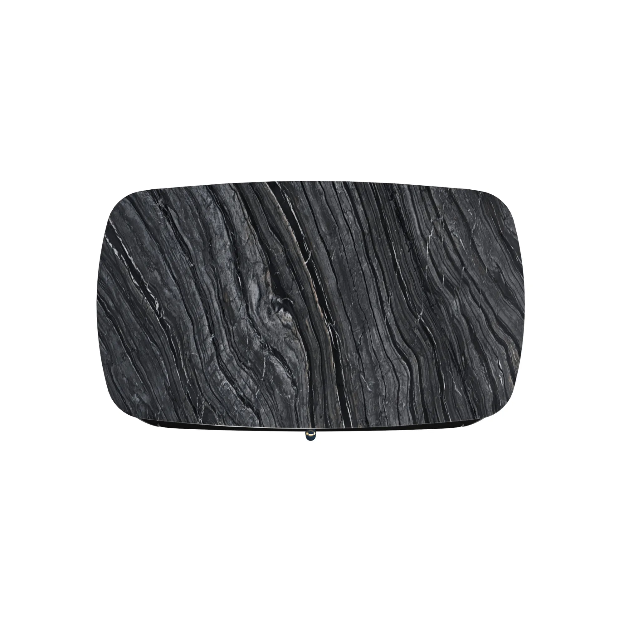 Cabochon Polished Piano Black Nightstand with Stone Top