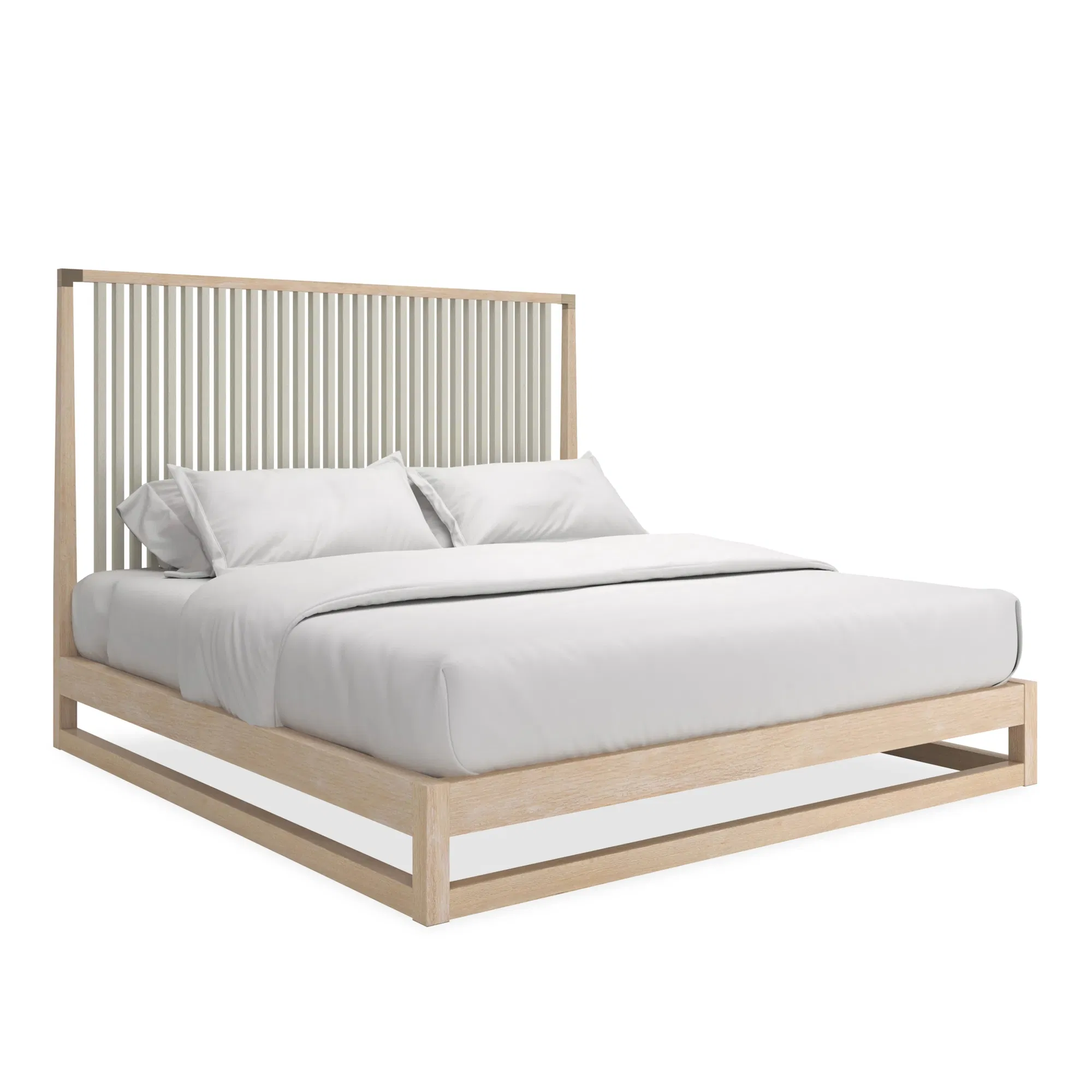 Pinstripe Slatted Bed Light King Sundrenched Oak