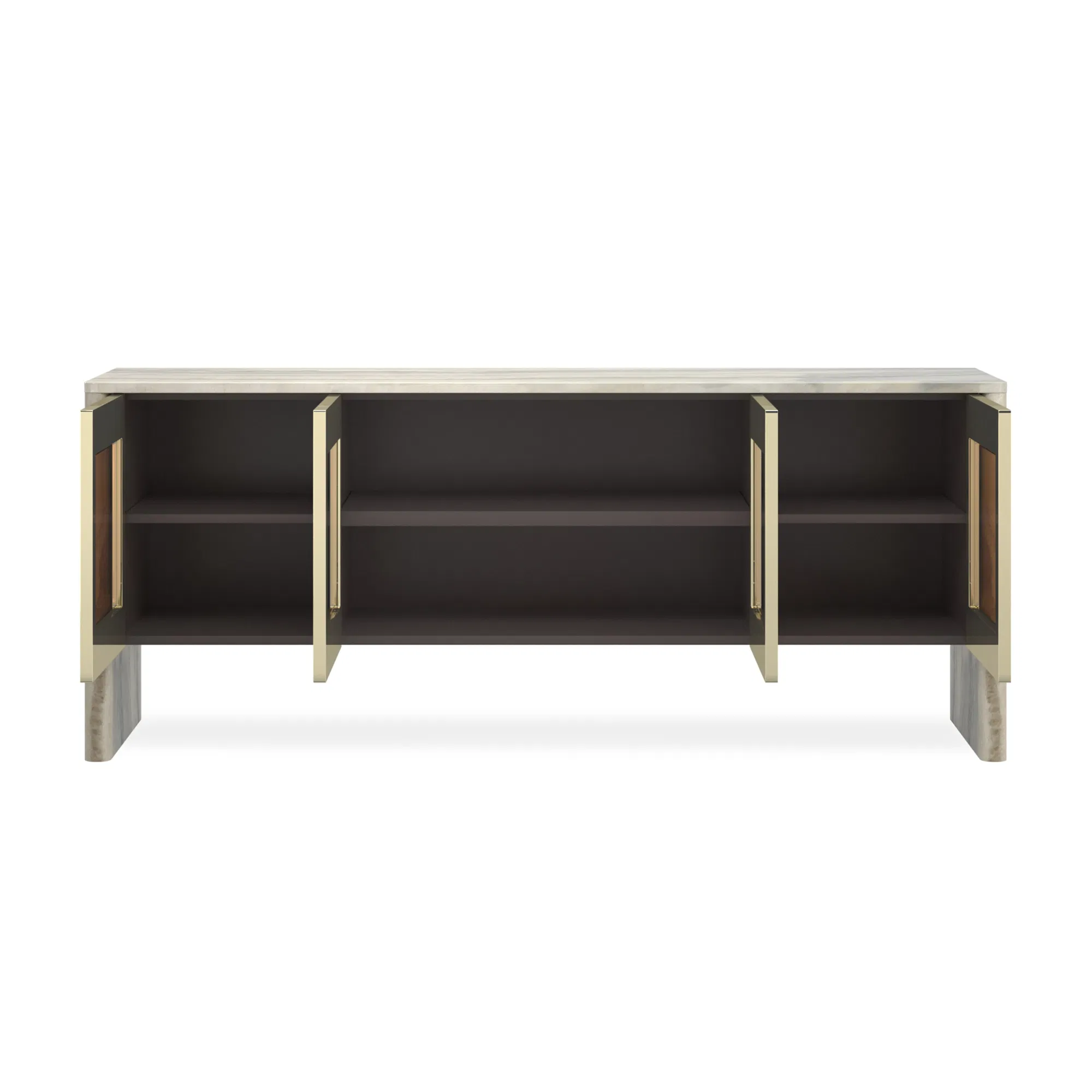 Sojourn Grey Onyx Marble Sideboard with Bronze Glass