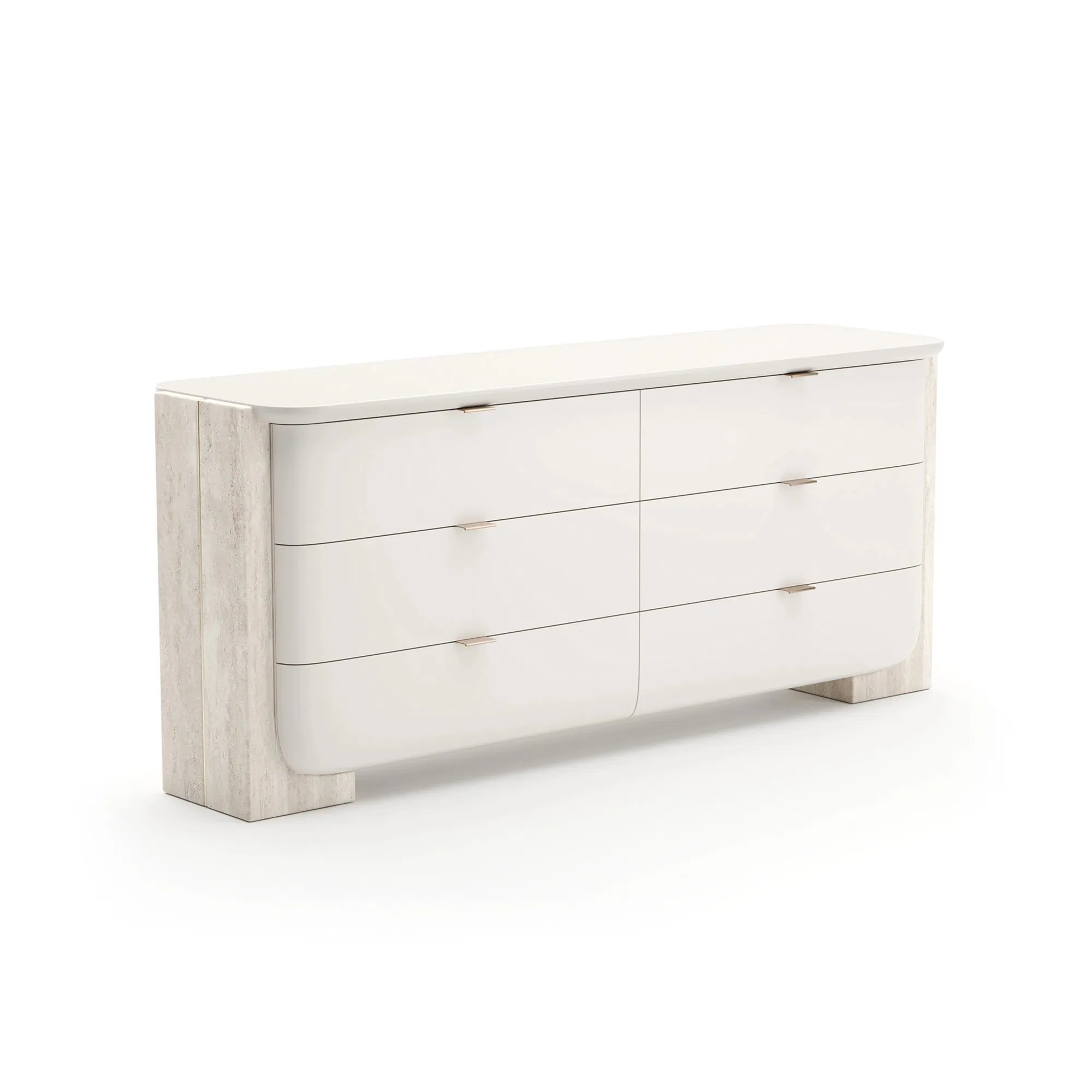 Overlap Latte Gloss and Travertine Dresser