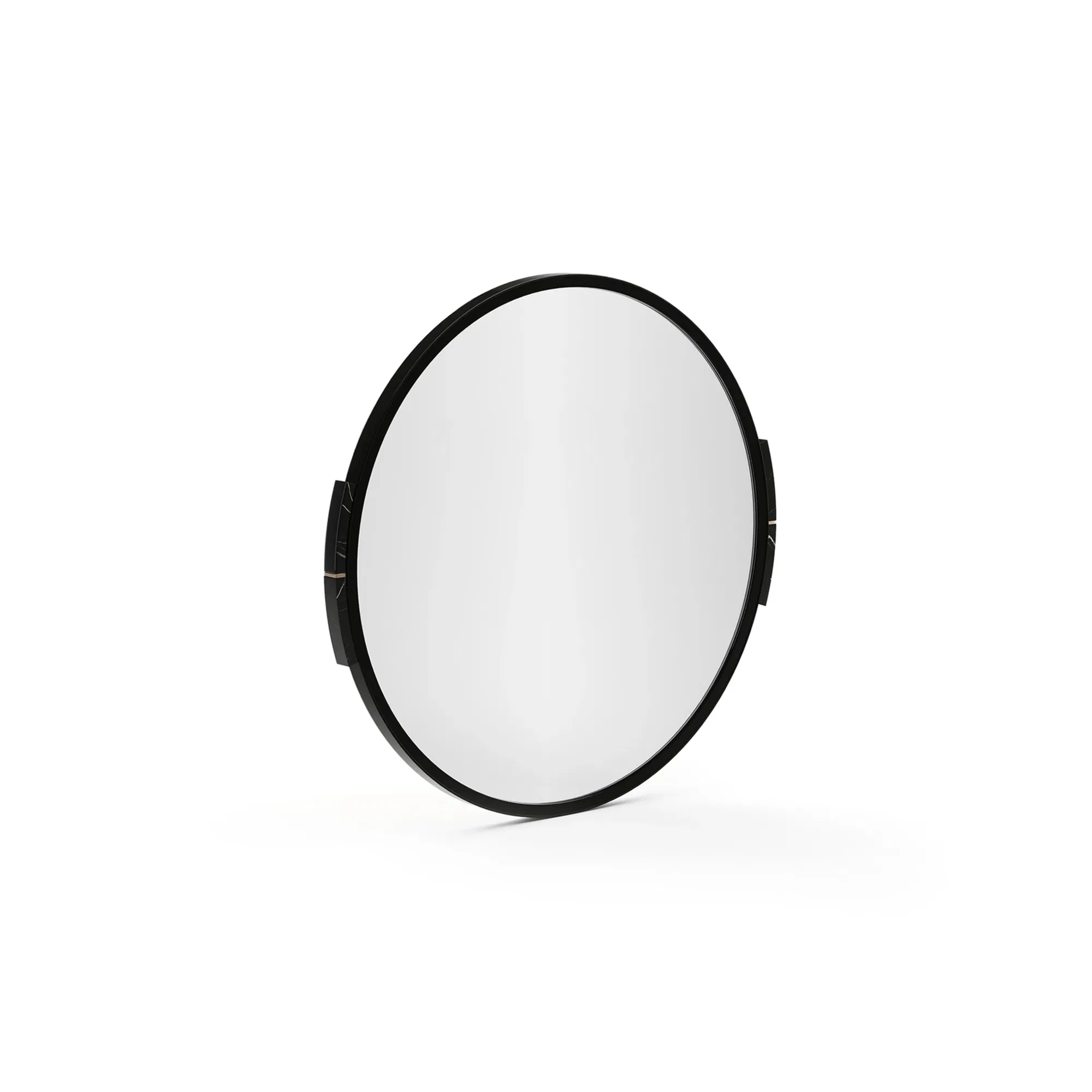 Overlap Wall Mirror in Piano Black with Nero Marquina