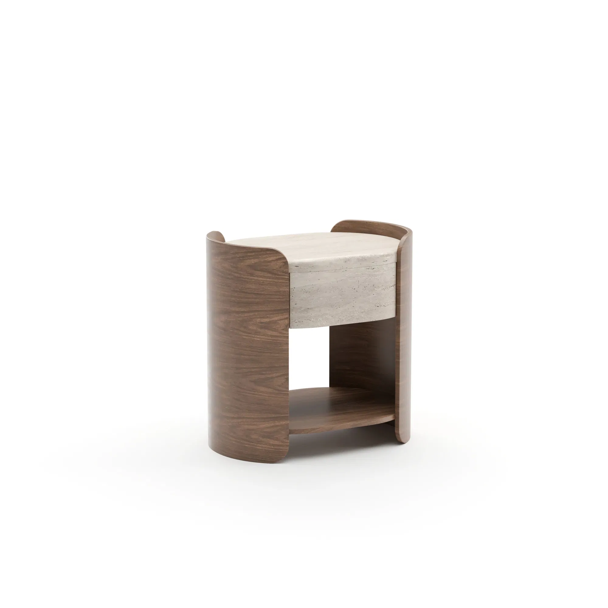 Fleur Travertine Open Nightstand with Porcini Case