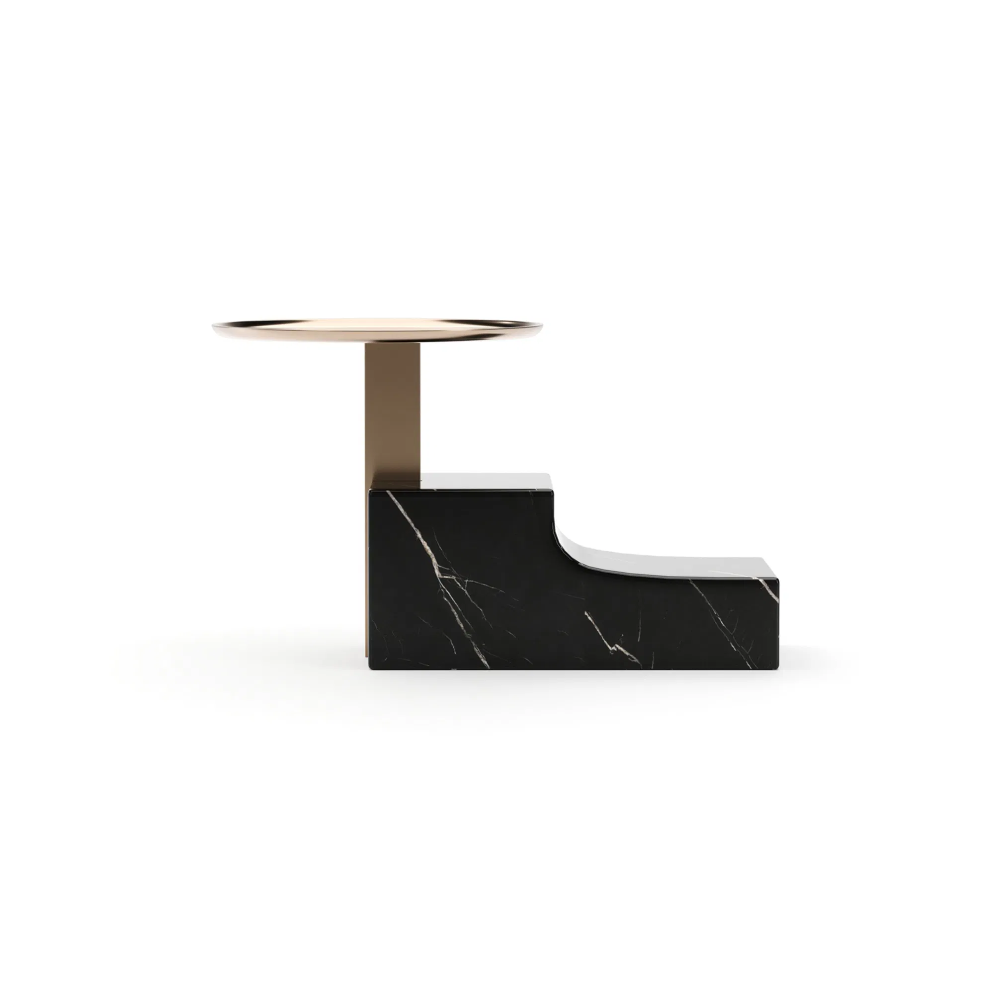 Overlap Nero Marquina Stone Nightstand with Whisper of Gold