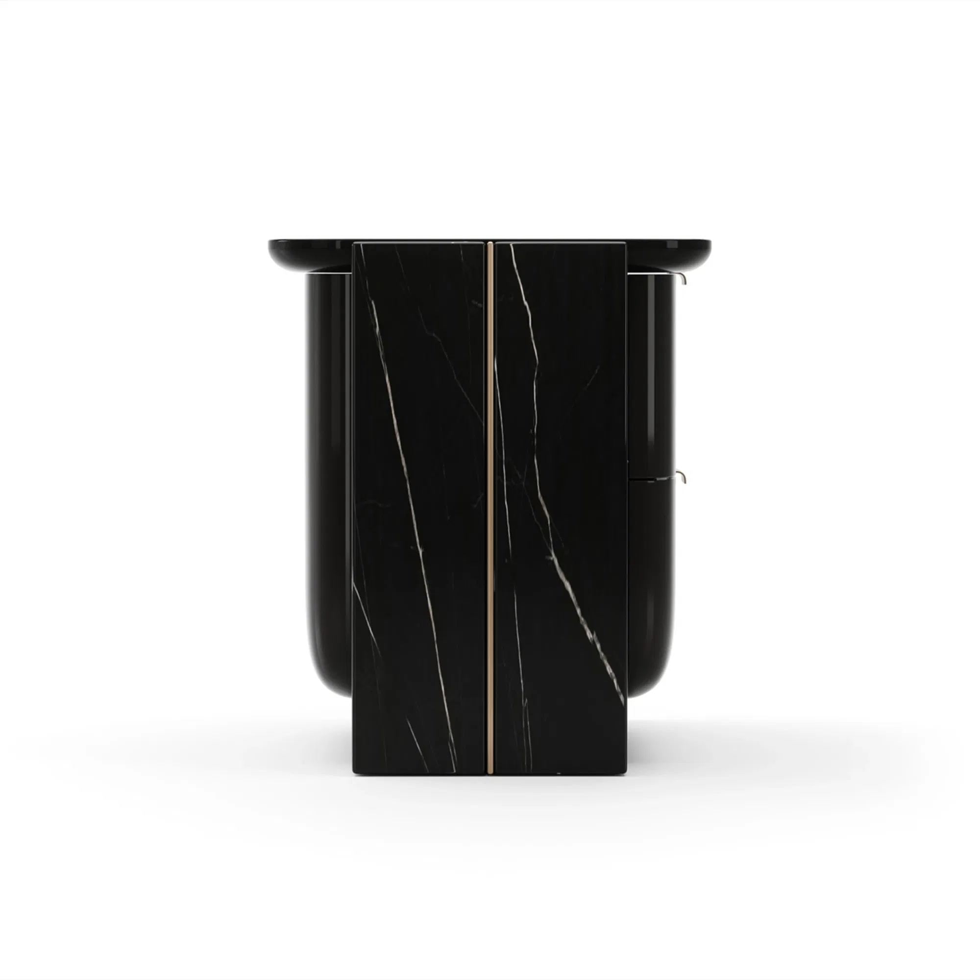 Overlap Small Nightstand Piano Black with Nero Marquina