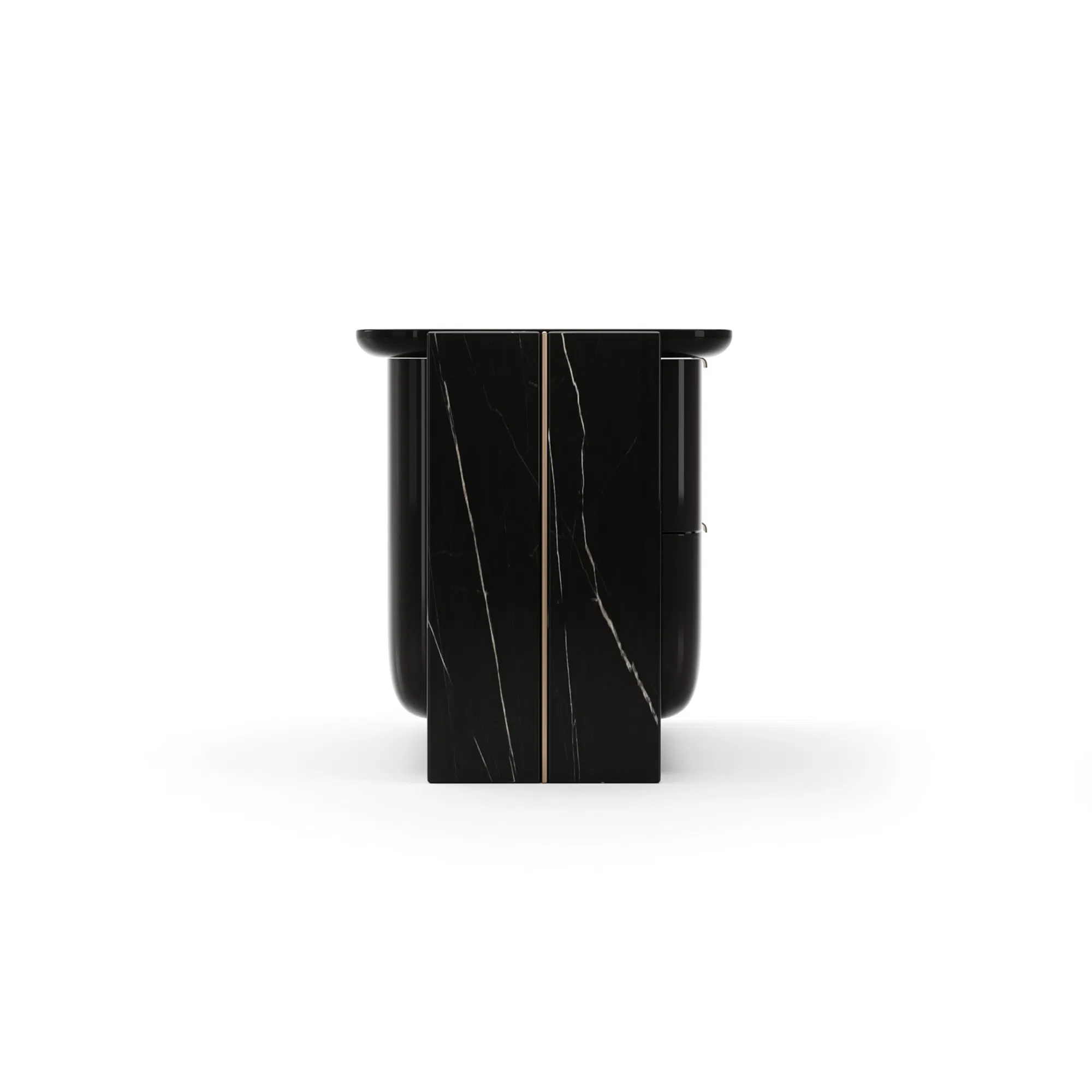 Overlap Large Nightstand Piano Black with Nero Marquina