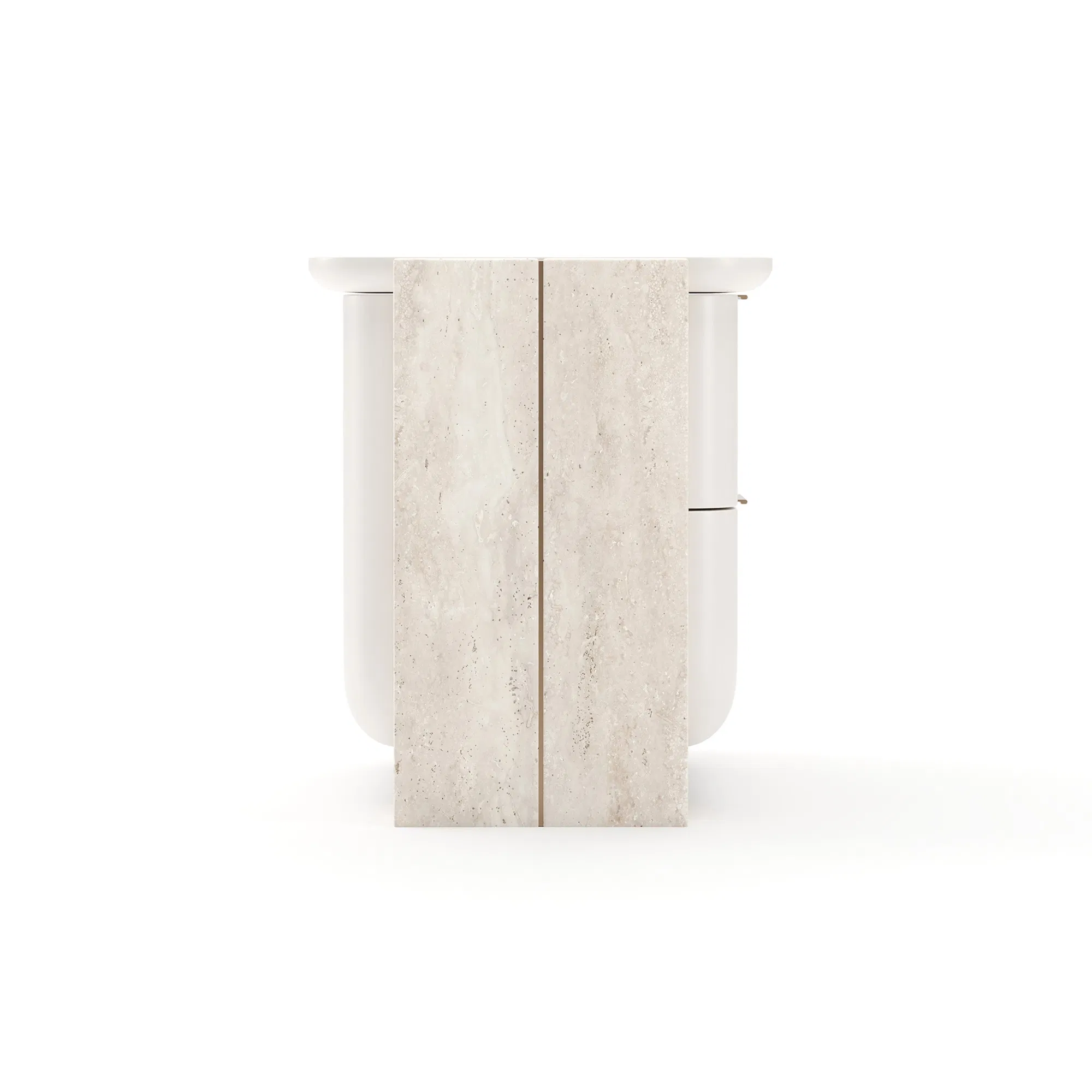 Overlap Large Travertine Nightstand Light Latte