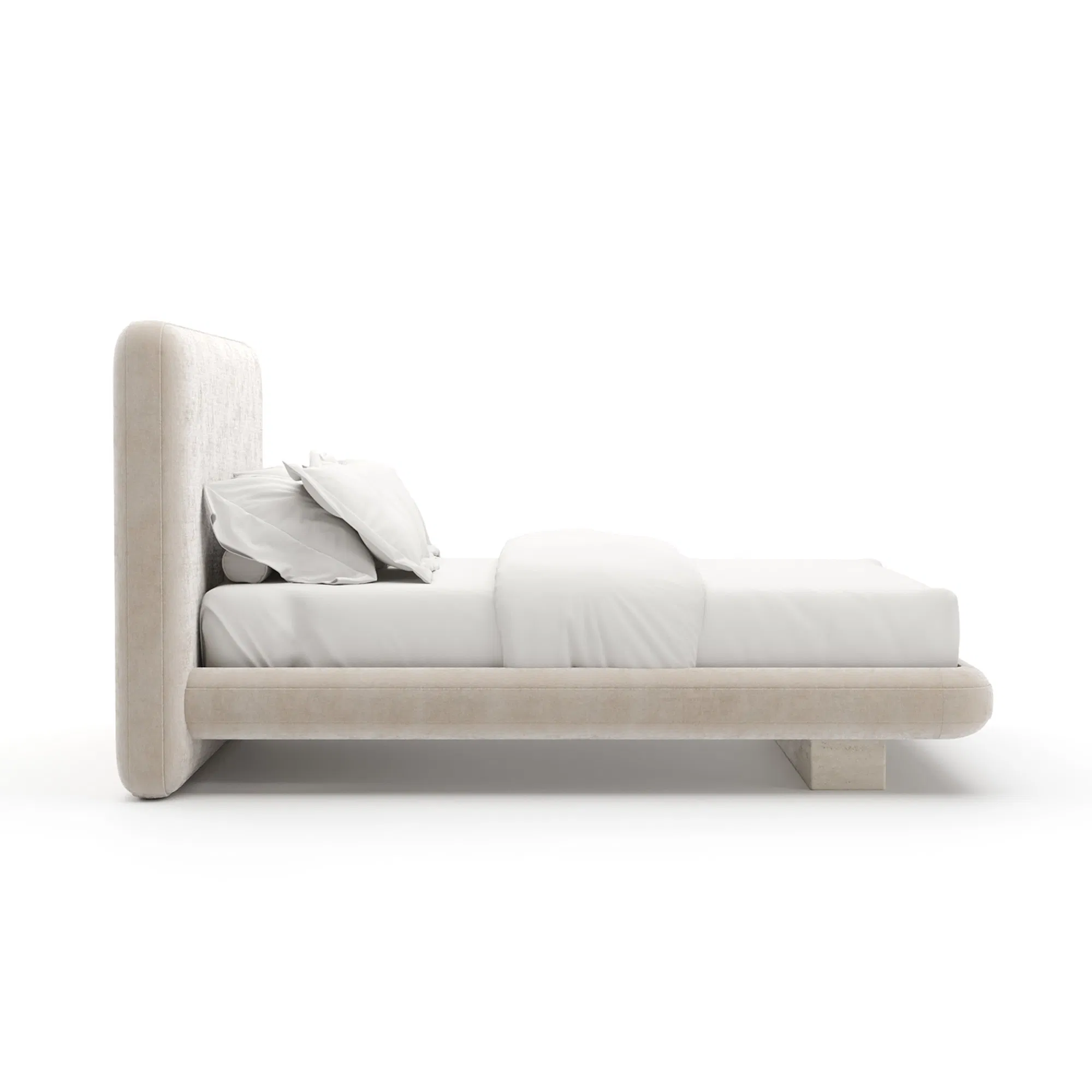 Overlap Ivory Vintage Velvet Upholstered Queen Bed