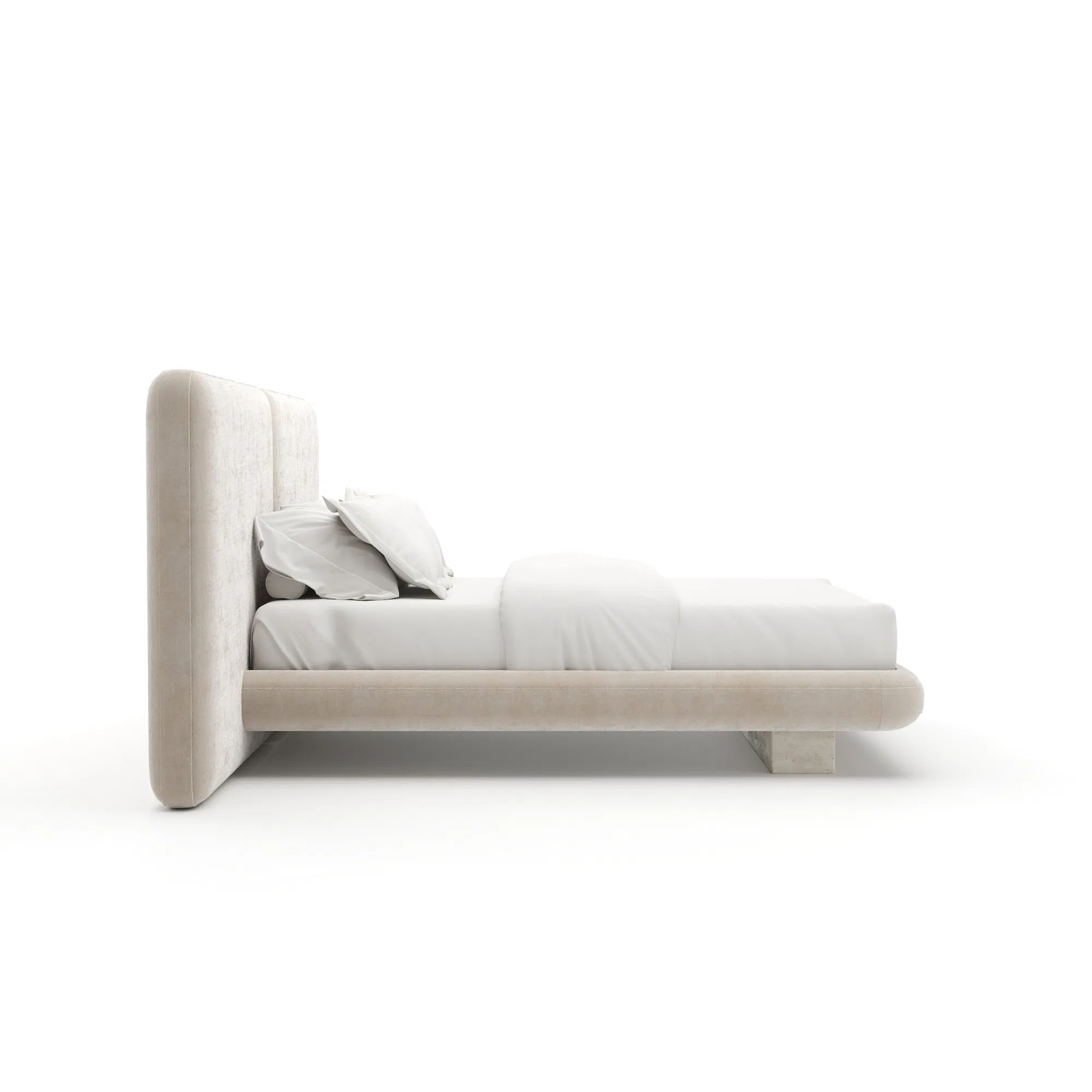 Overlap Ivory Vintage Velvet Queen Bed