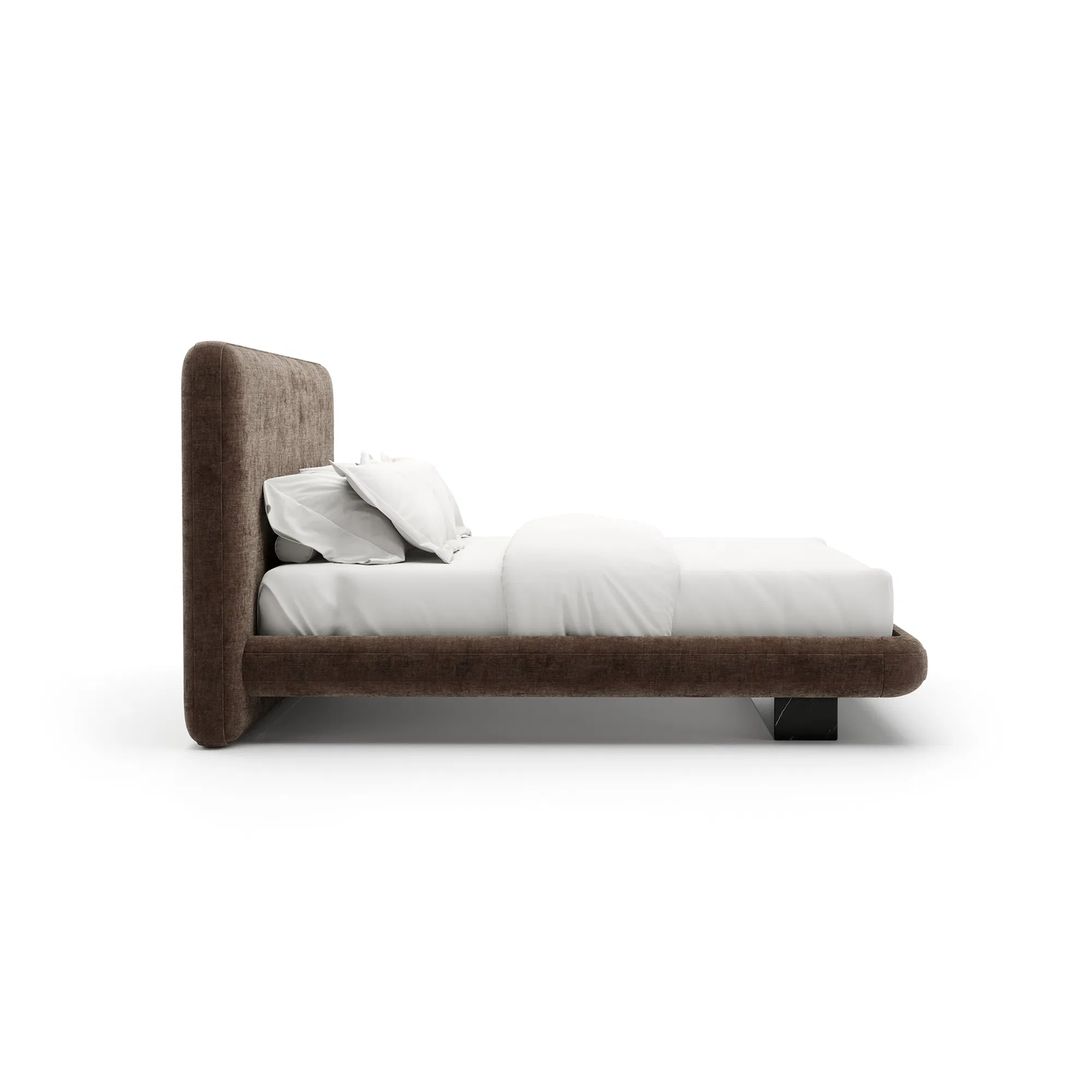 Overlap Upholstered King Bed Dark Taupe Velvet